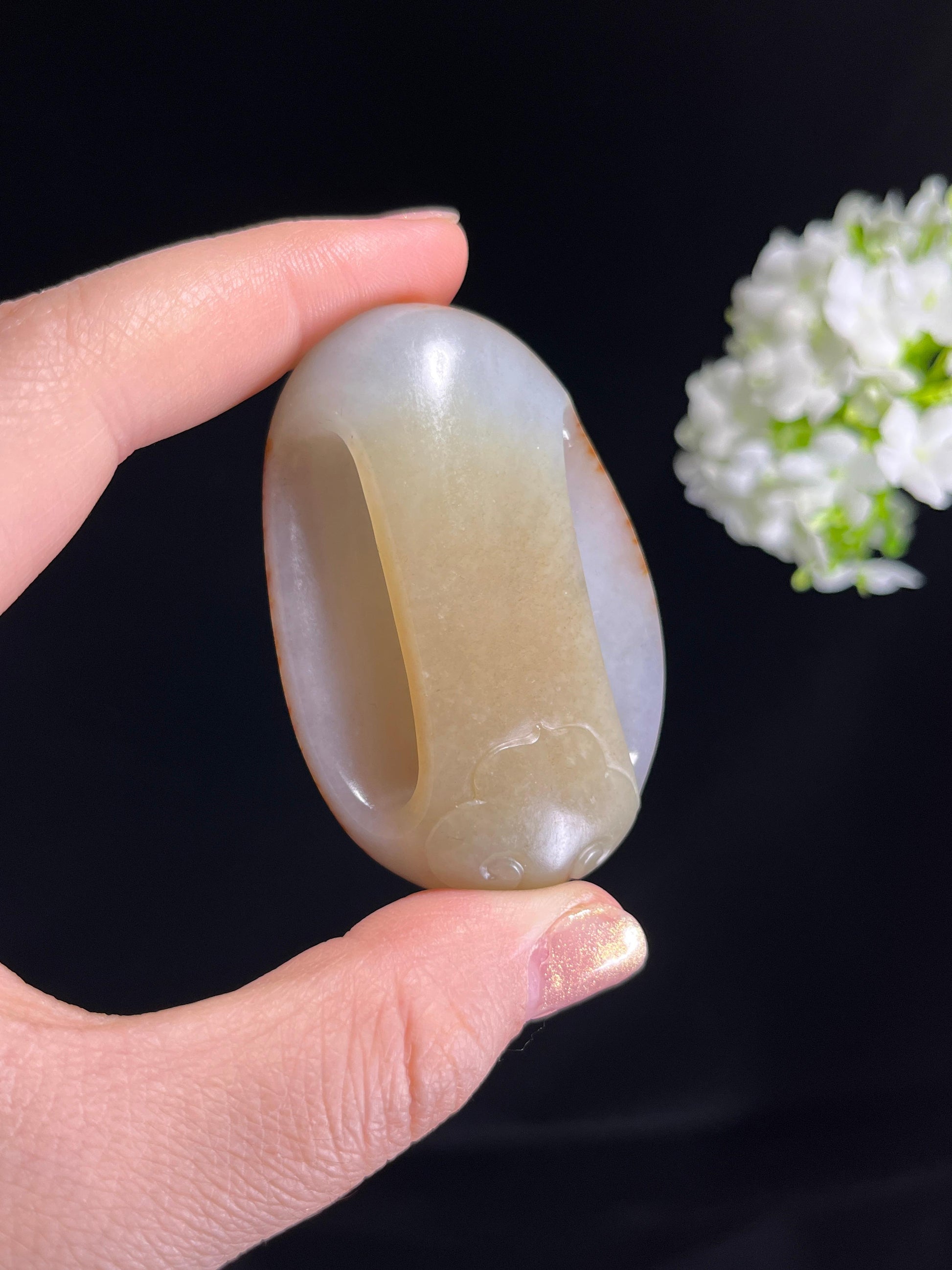 和田玉洒金皮白玉皮带扣（yc274519）