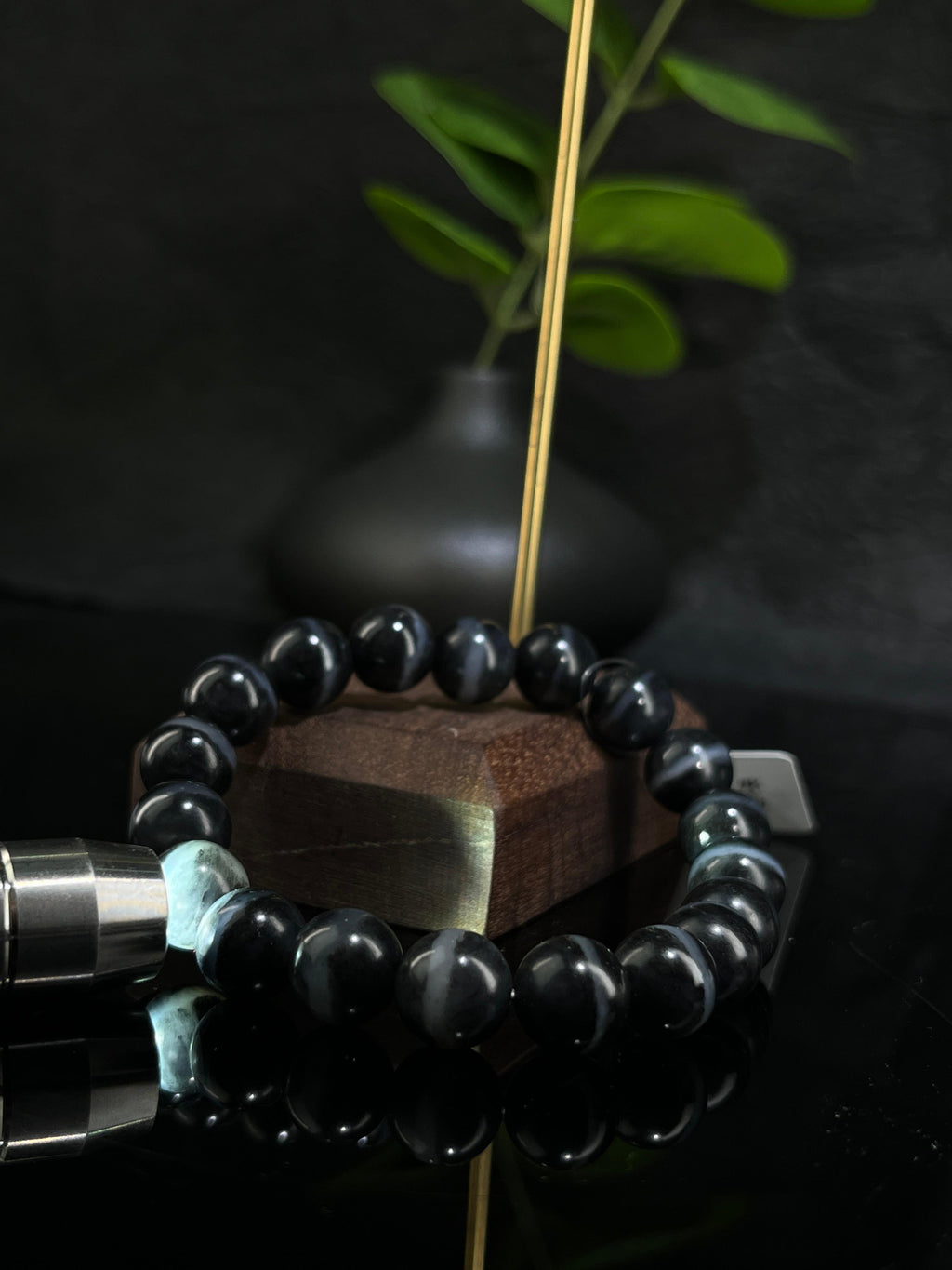 和田玉青花籽料一线天手串（10卡）（yc231985）