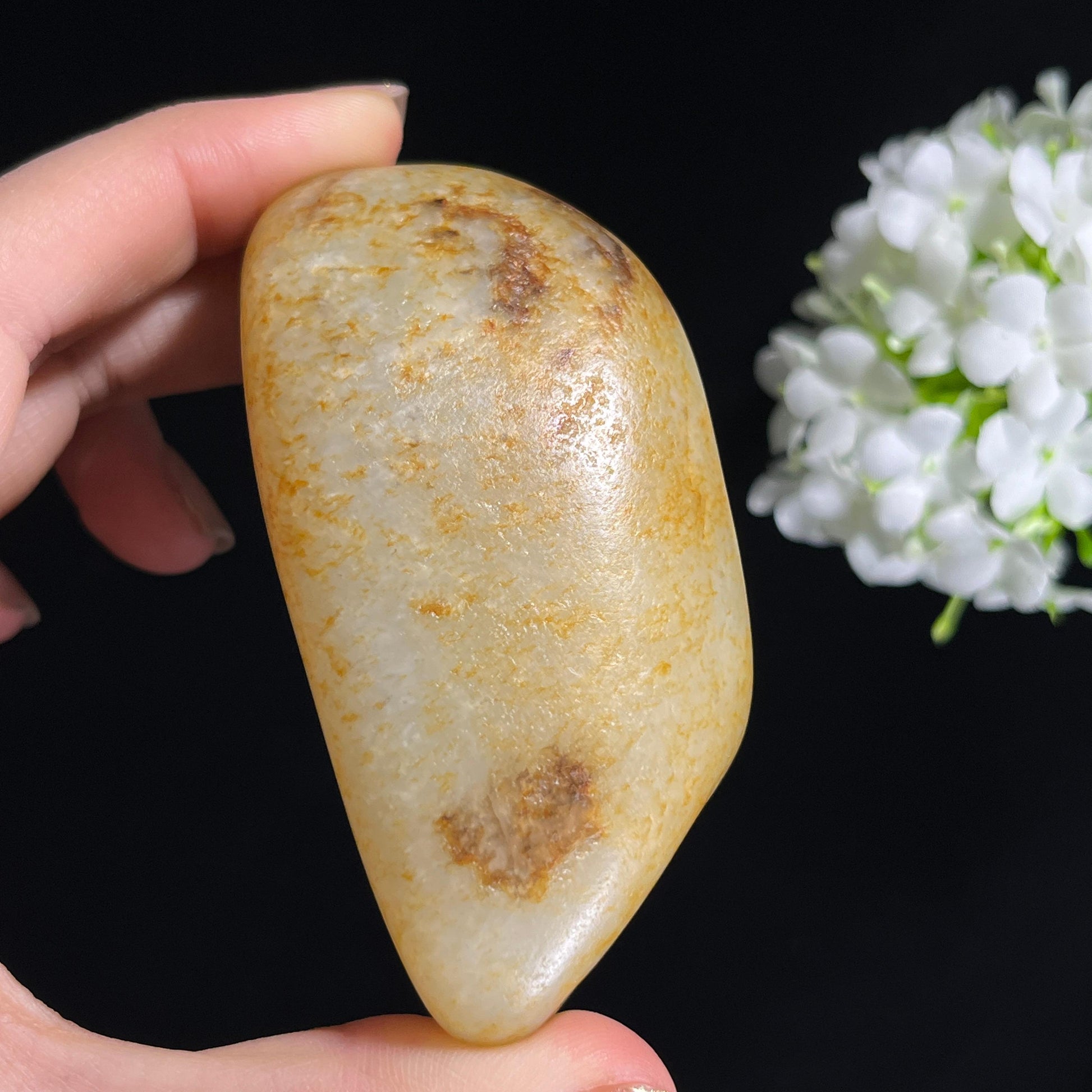 和田玉青白玉洒金皮“玉承秋烬”籽料原石（yc302099）