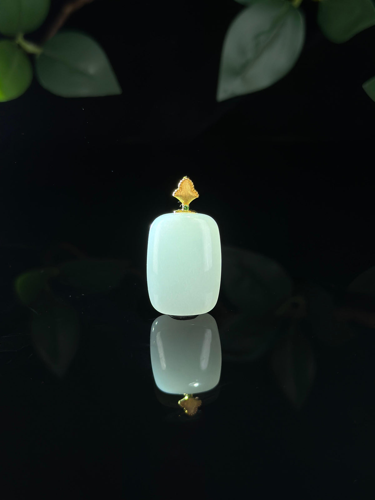 中秋特惠，18K金和田玉白玉平安无事牌（yc734667）