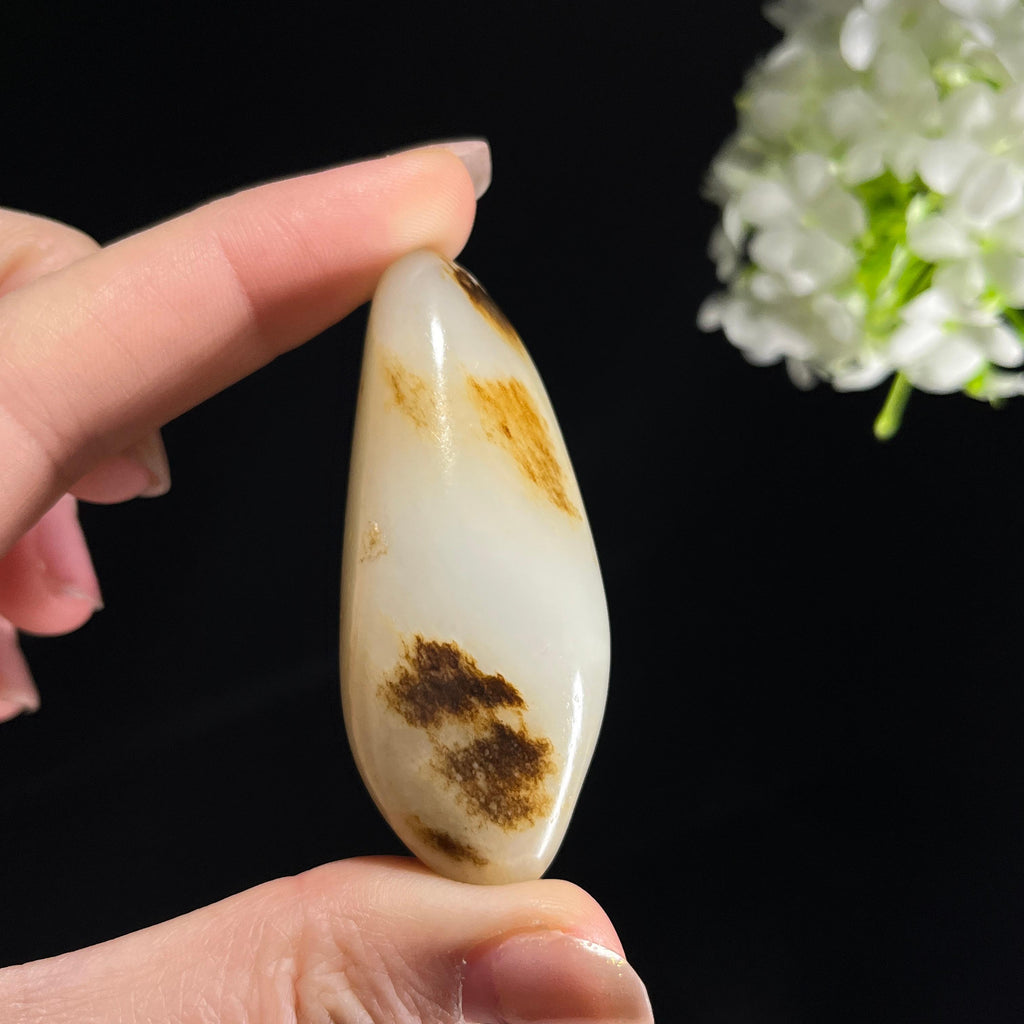 和田玉白玉“云溪秋山”意境彩皮籽料（yc353881）