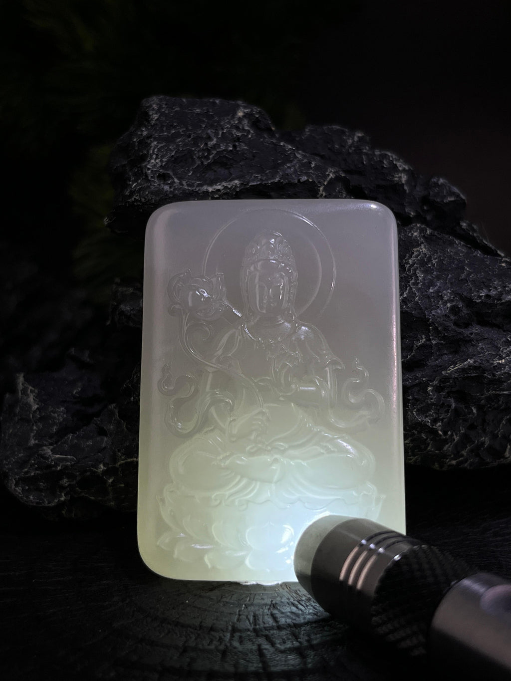 天然和田玉白玉山料大势至菩萨观音挂件（yc228185）