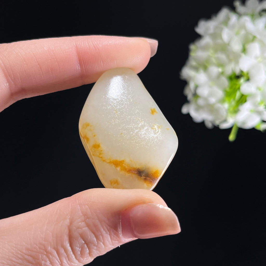 和田玉白玉“金缕秋声”洒金皮籽料（yc353490）