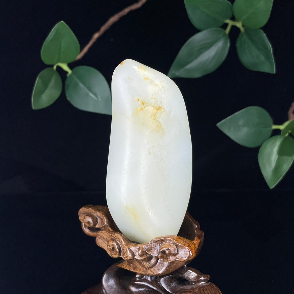 珍品和田玉白玉洒金皮籽料手把件（yc740364）