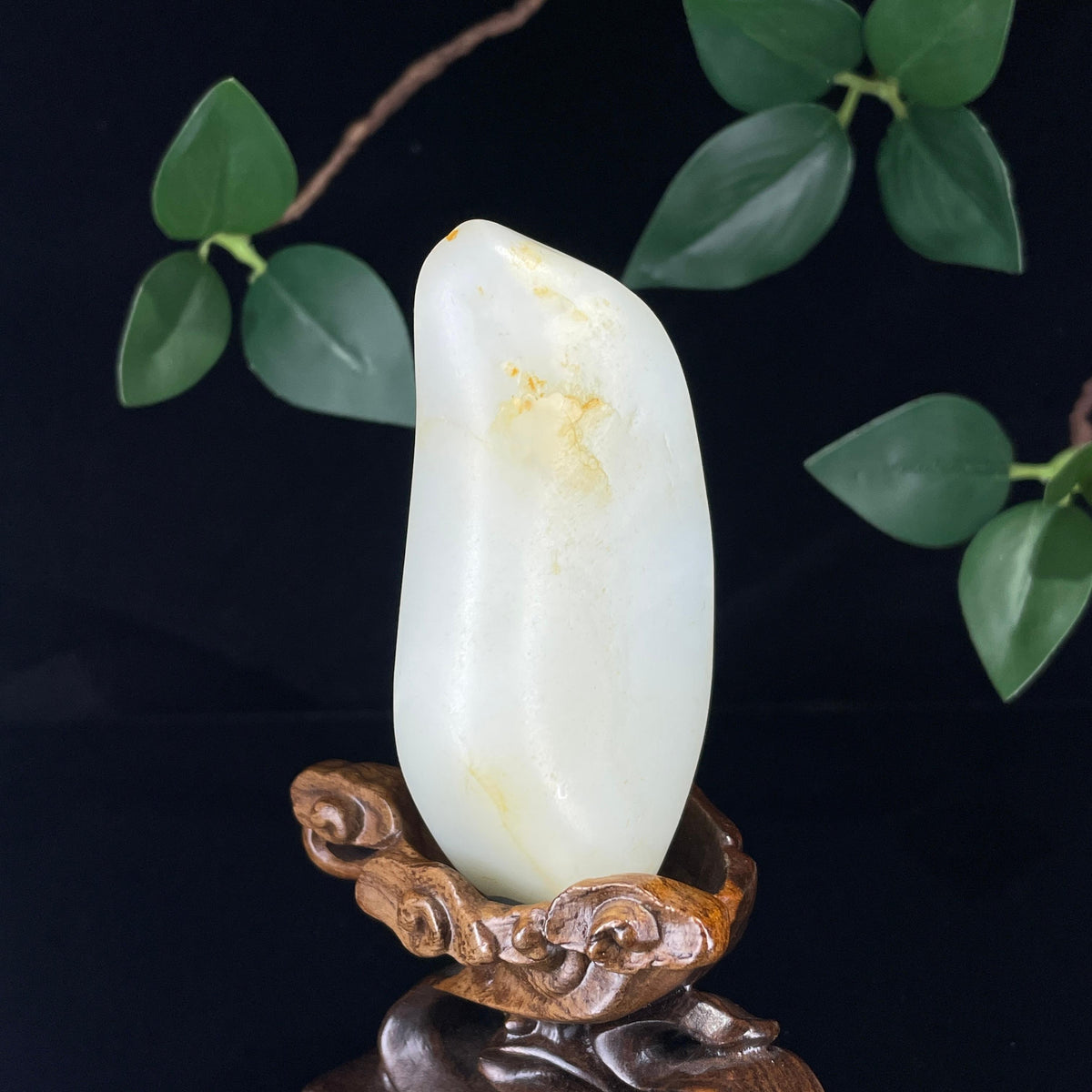 珍品和田玉白玉洒金皮籽料手把件（yc740364）