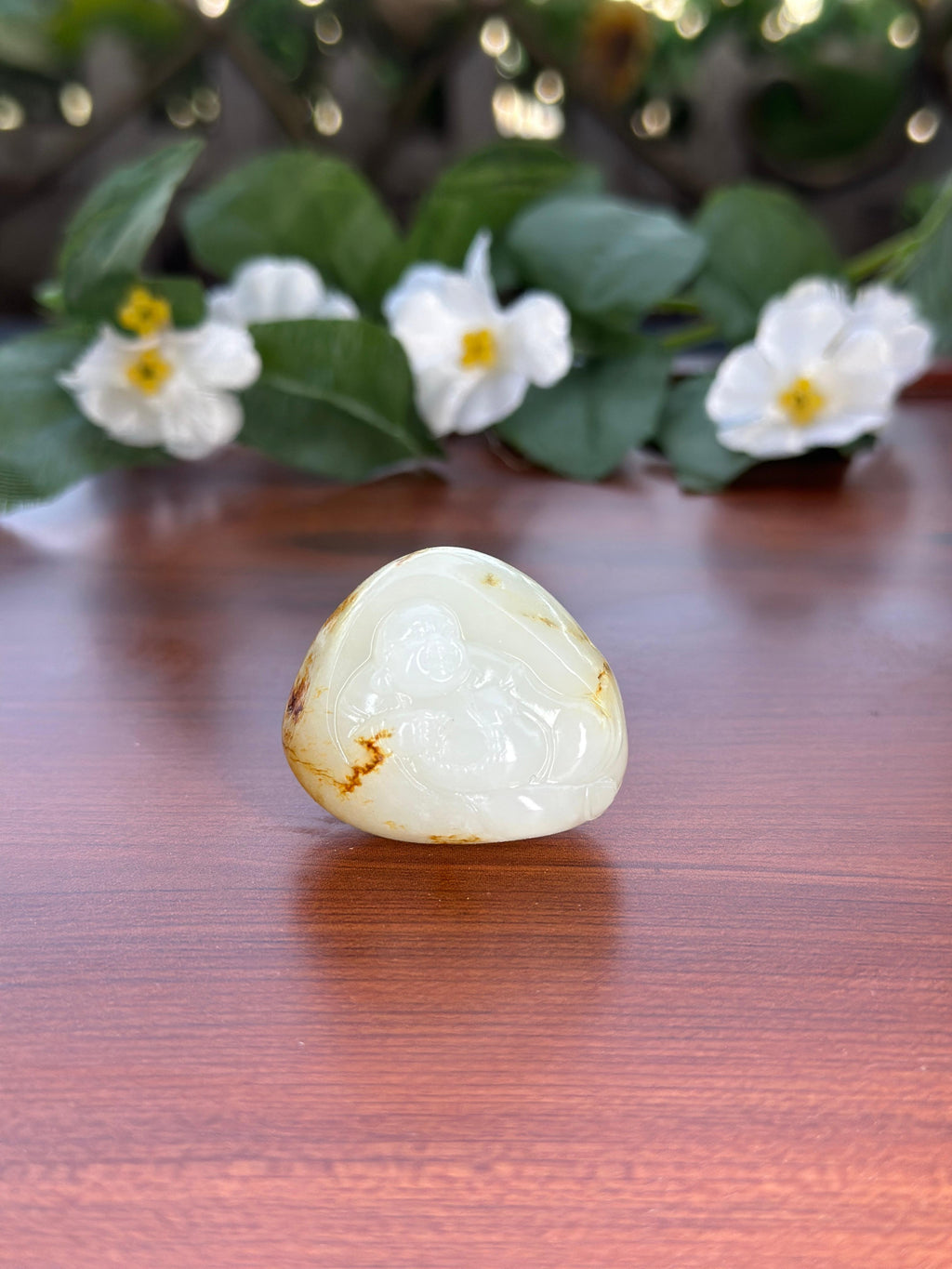 新疆和田玉精品白玉洒红皮籽料弥勒佛挂件（yc706617）