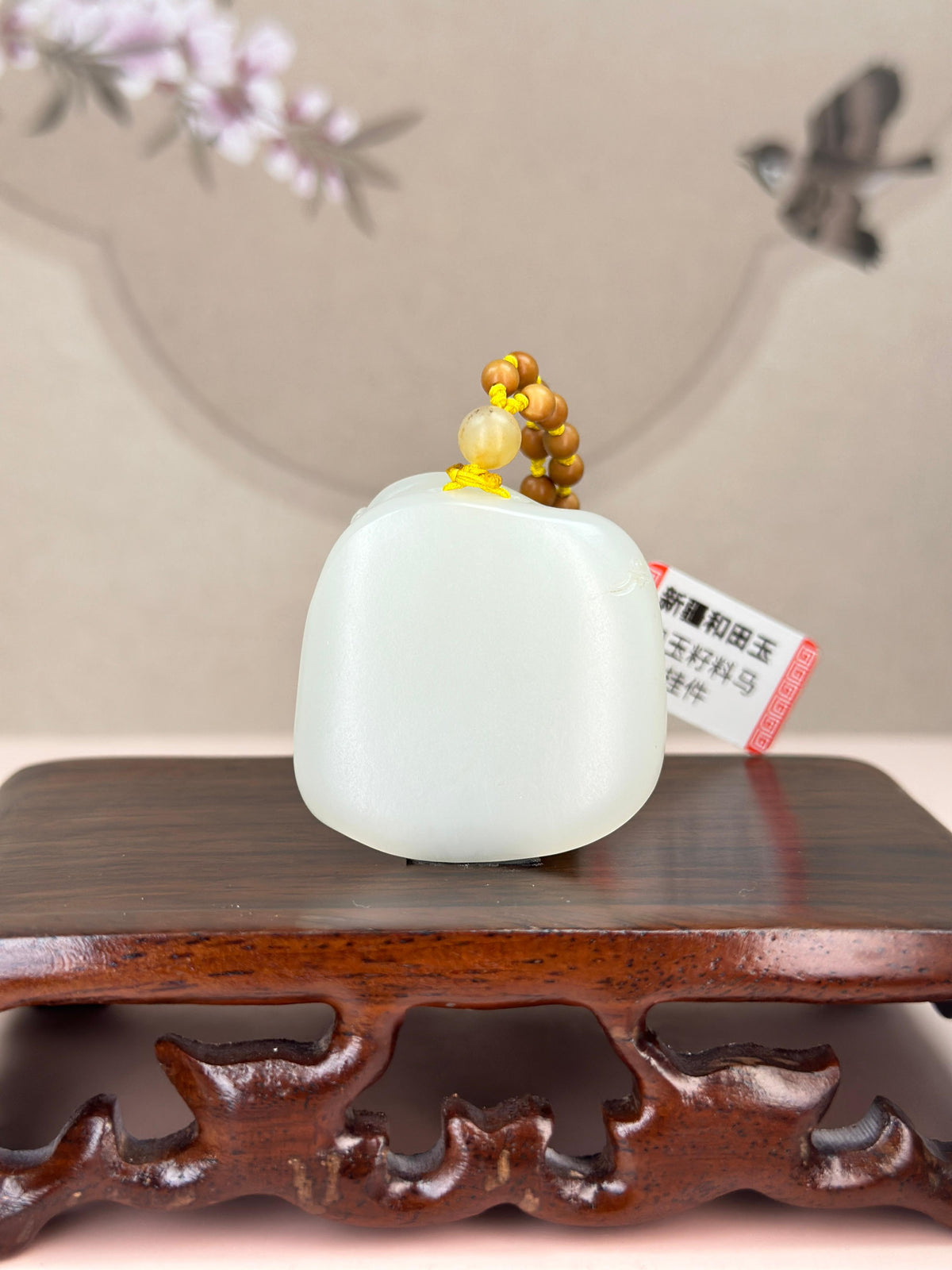 珍品新疆和田玉白玉籽料唐马挂件（yc766591）