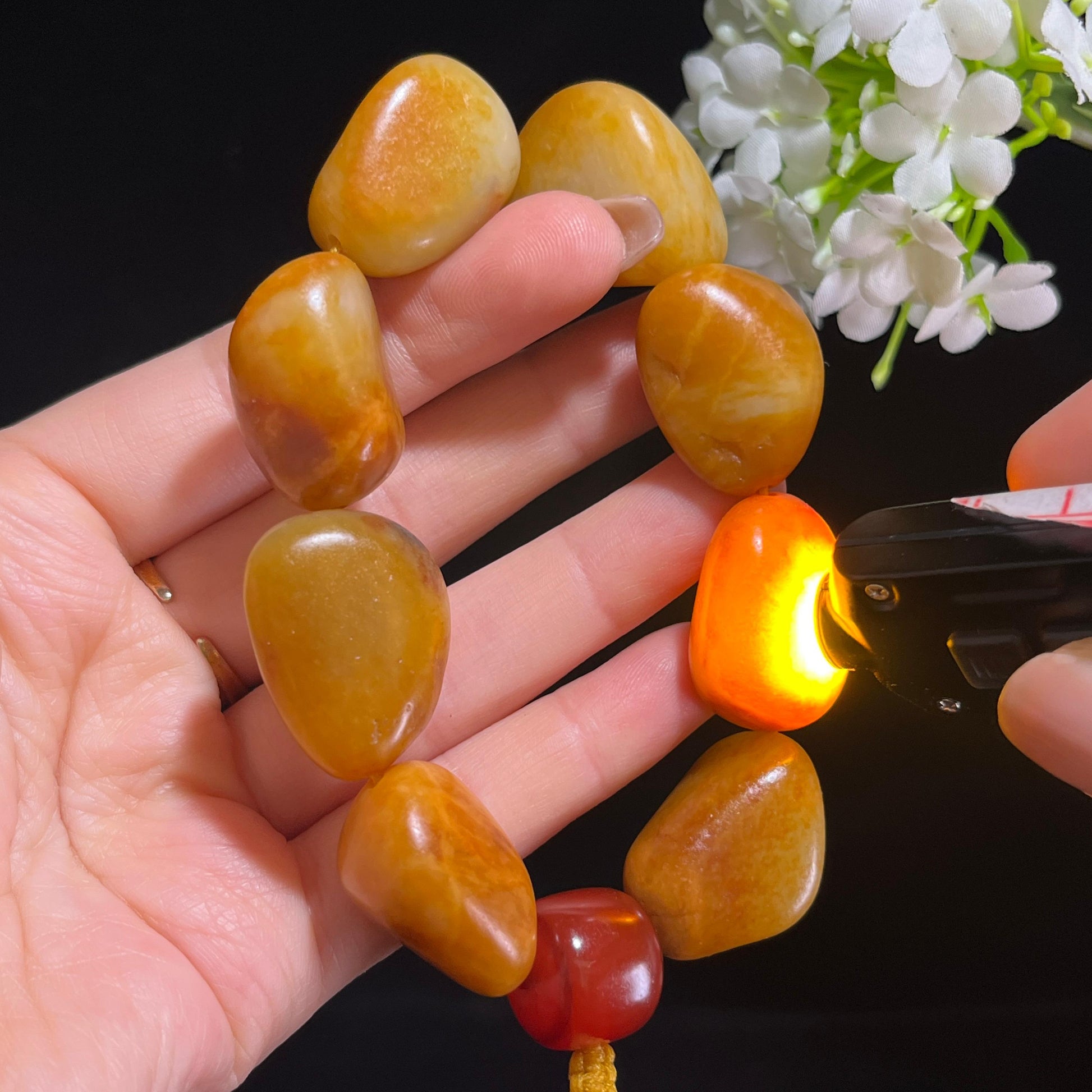 和田玉黄沁原籽手串（yc381698）