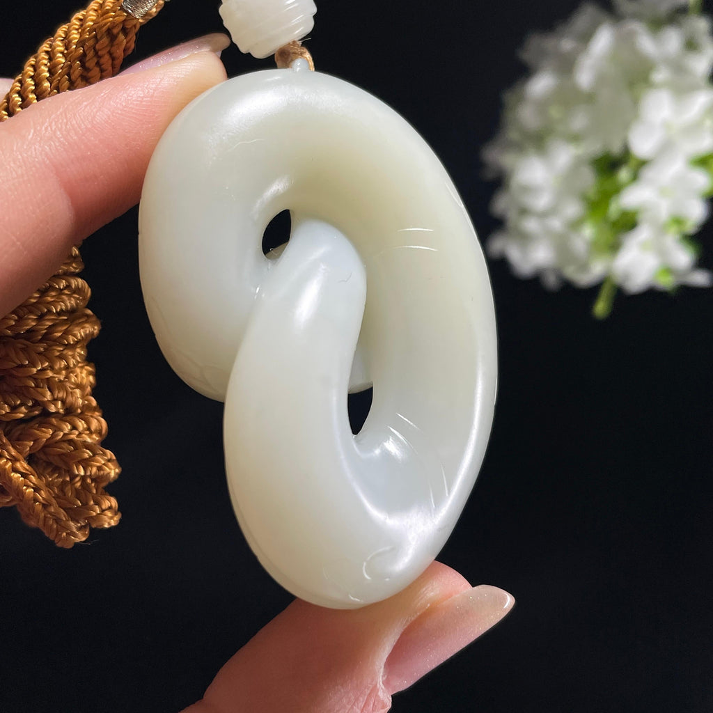 新疆天然和田玉白玉蛇雕刻挂件（yc360383）