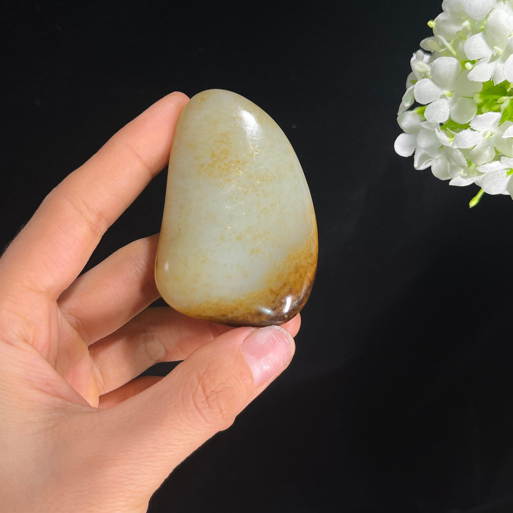 和田玉青白玉洒金虎皮纹“玉缀金斑”籽料原石（yc285348）