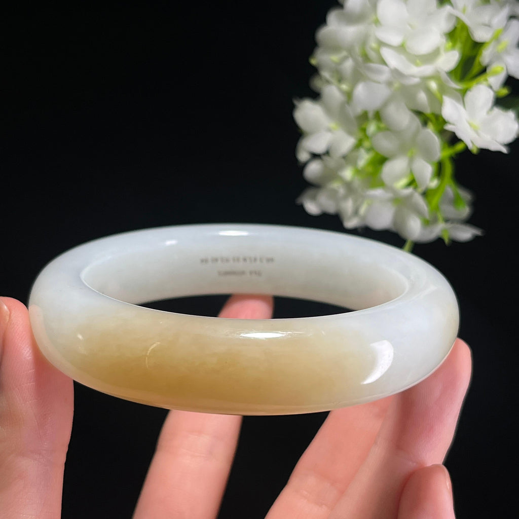 新疆天然和田玉且末料糖白玉手镯（卡60）（yc342610）