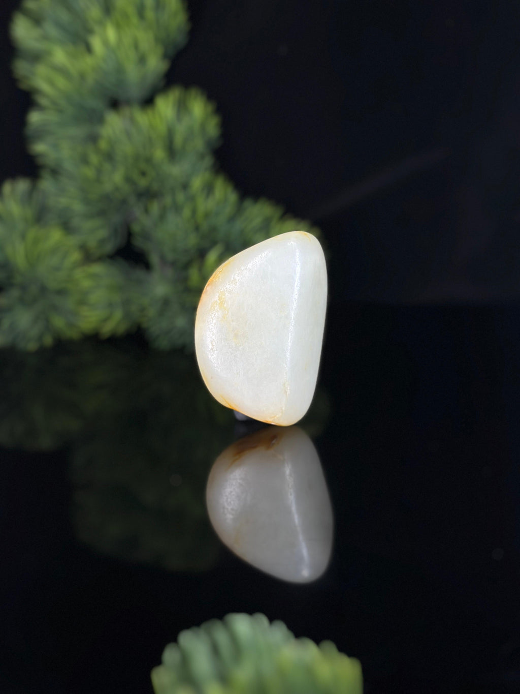 新疆和田玉白玉淡洒金皮籽料手把件（yc472271）