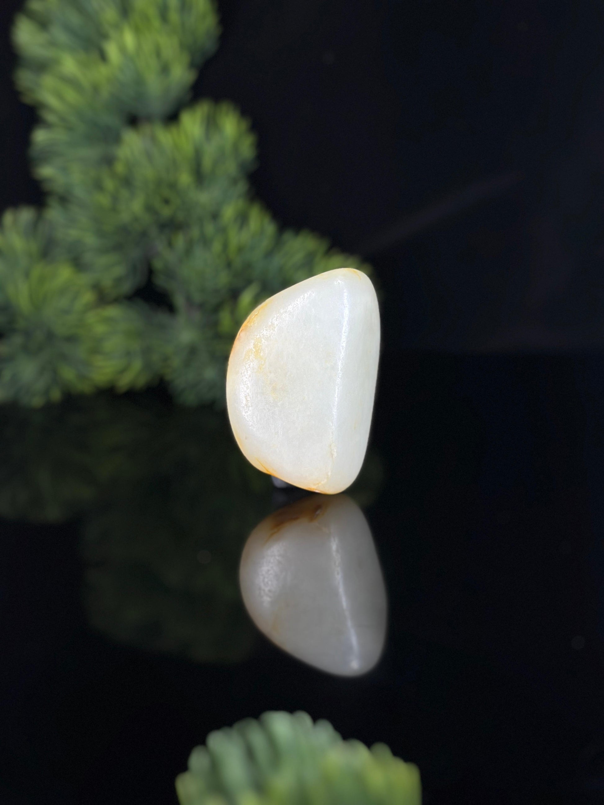 新疆和田玉白玉淡洒金皮籽料手把件（yc472271）