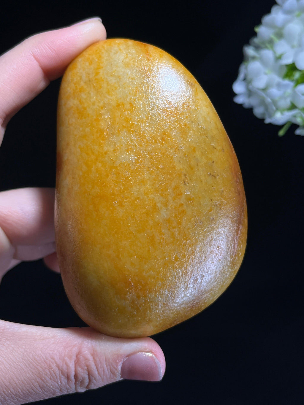 新疆天然和田玉籽料原石黄沁手把件（yc262832）