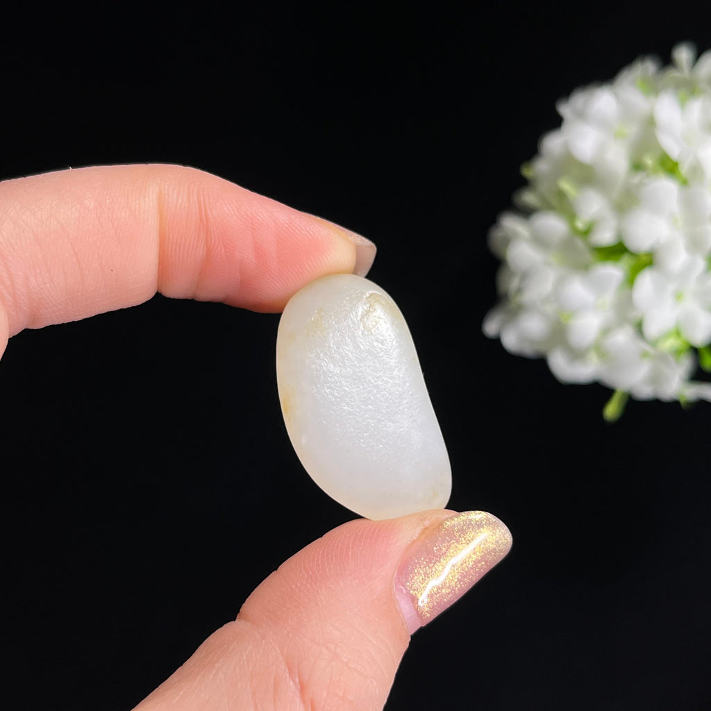 和田玉白玉带洒金皮“玉凝清露”光白籽籽料原石（yc301994）