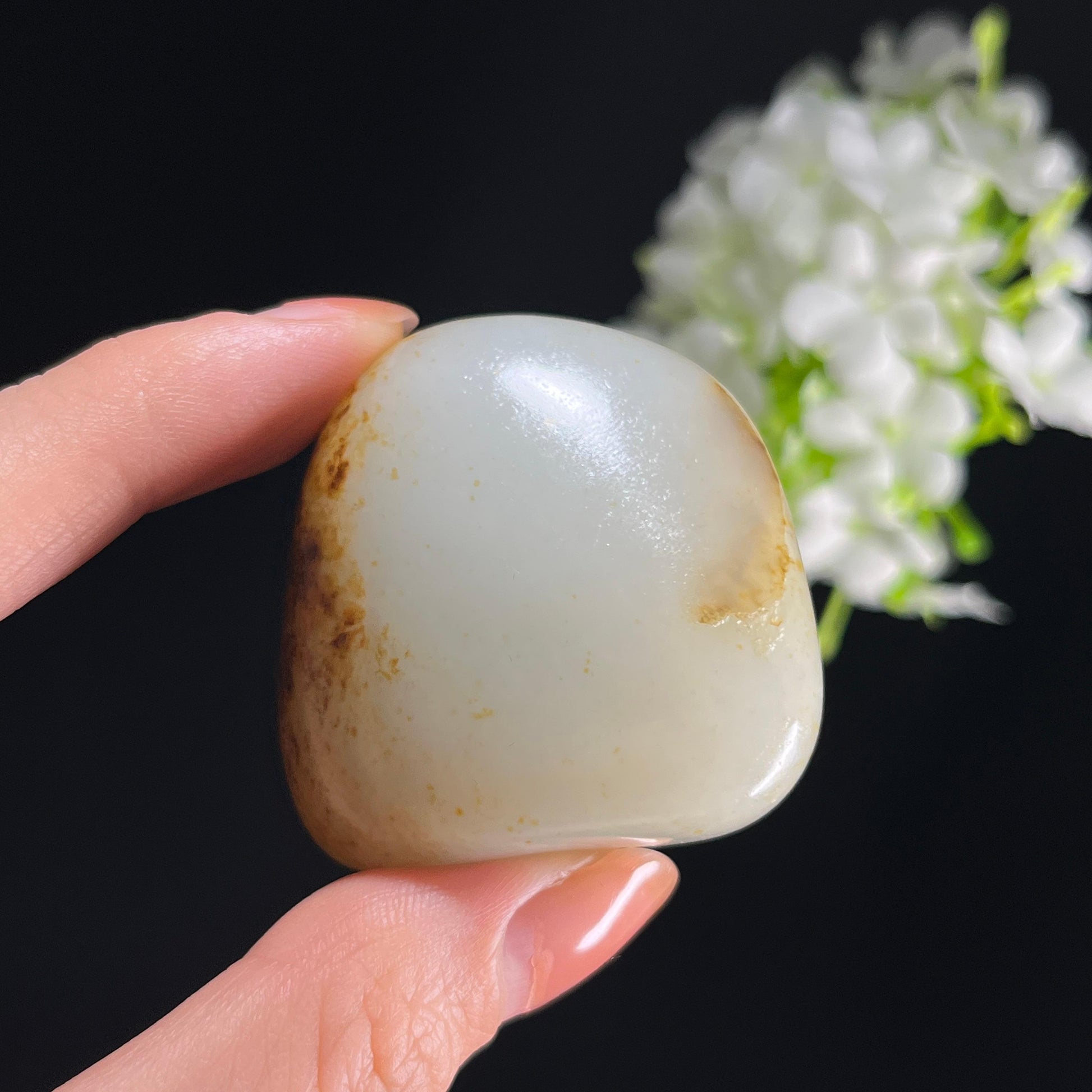 和田玉白玉“烟褐栖石”洒金皮褐皮籽料（yc350909）