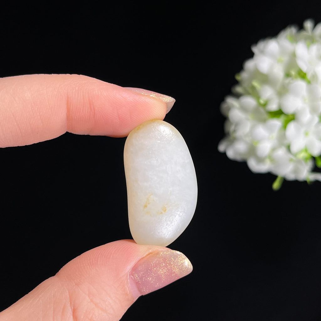 和田玉白玉带洒金皮“玉凝清露”光白籽籽料原石（yc301994）