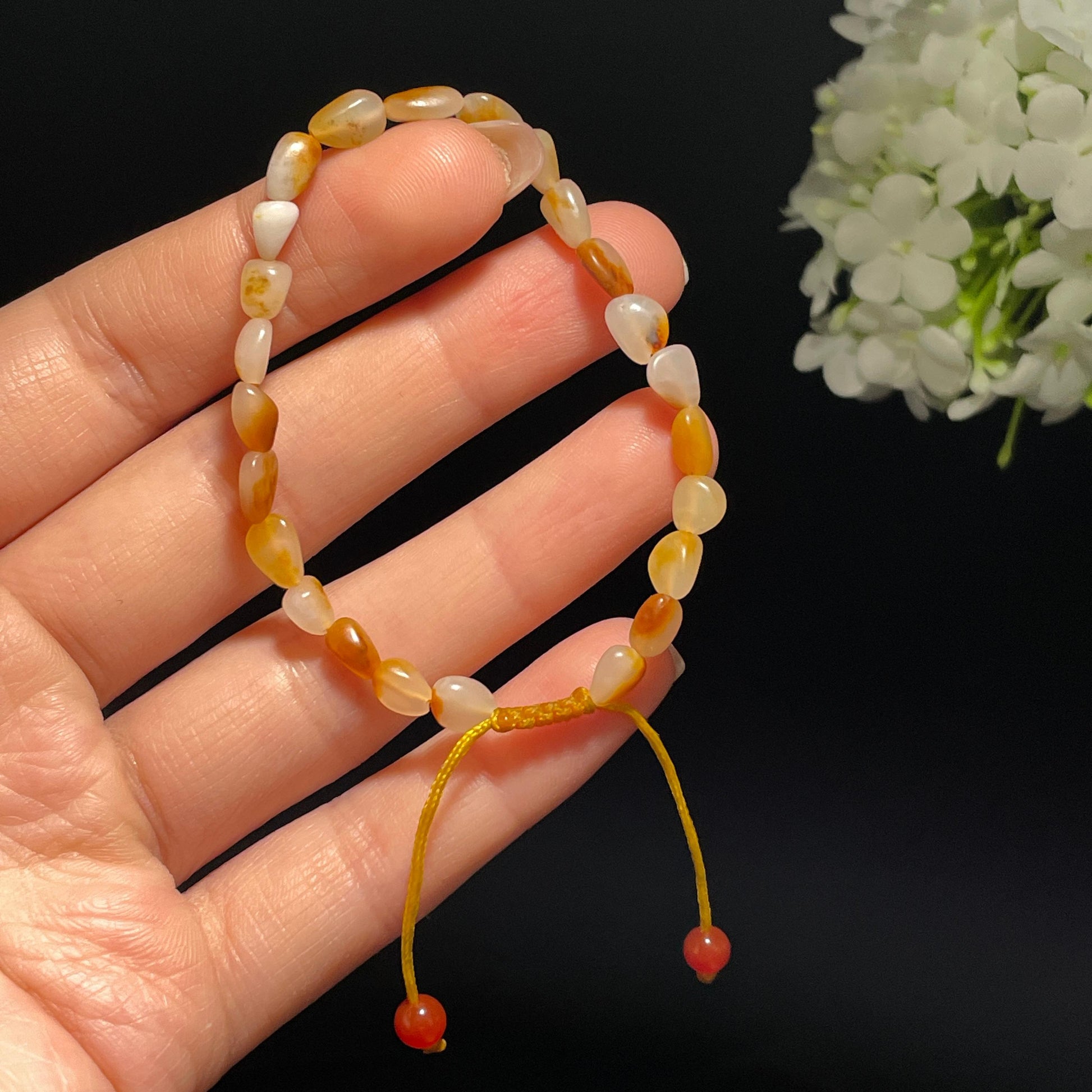 新疆天然和田玉红皮白肉原籽手串（yc355864）