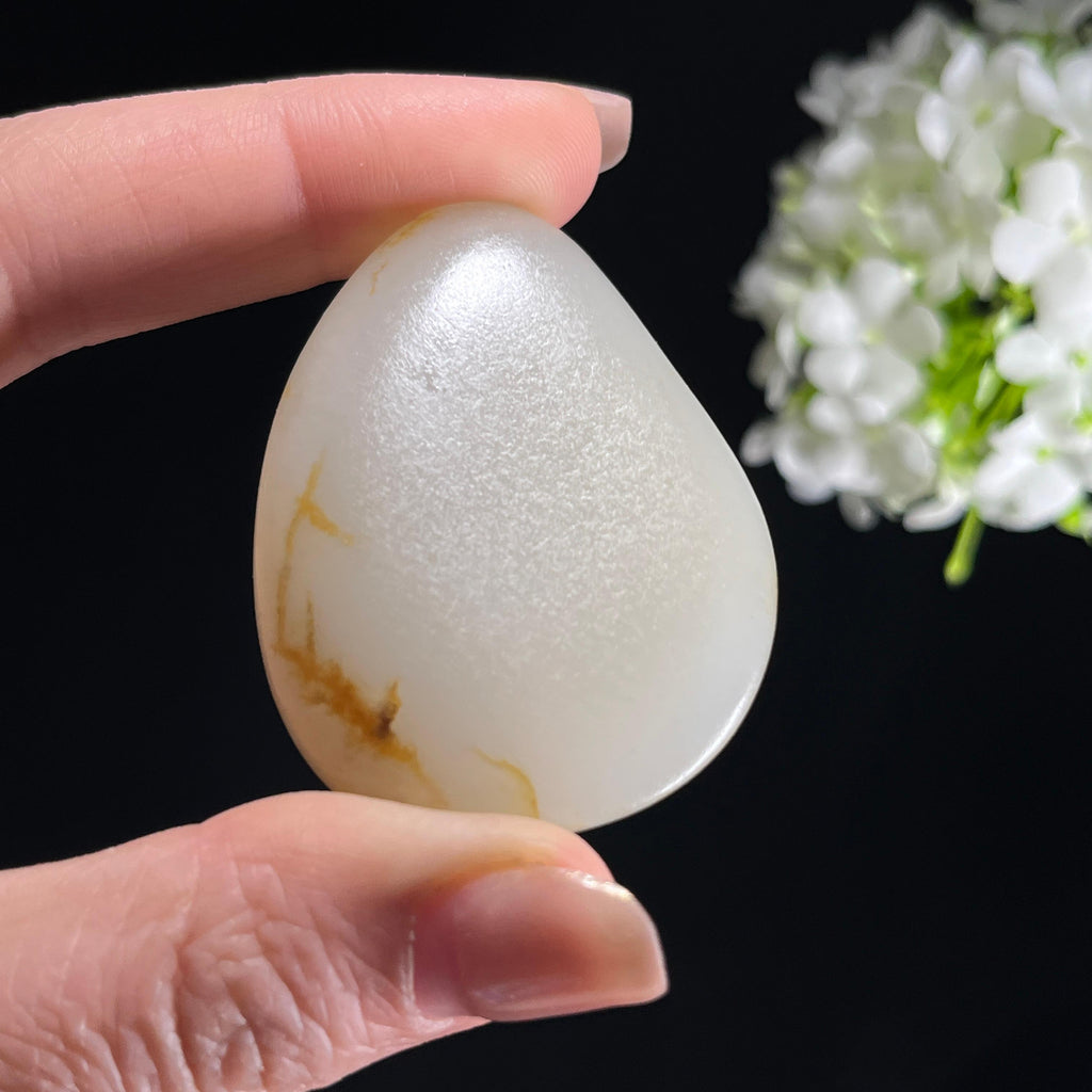和田玉白玉“金绳挂雾”洒金皮籽料（yc353531）
