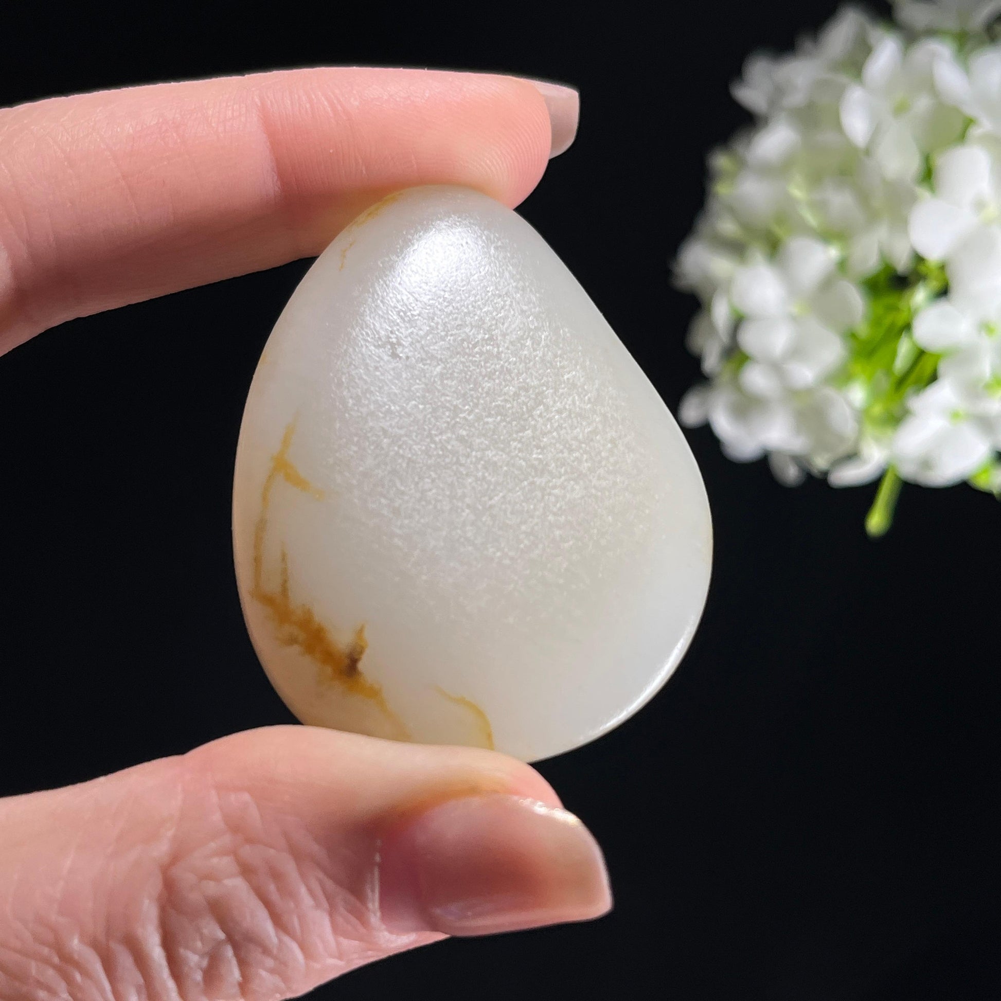 和田玉白玉“金绳挂雾”洒金皮籽料（yc353531）