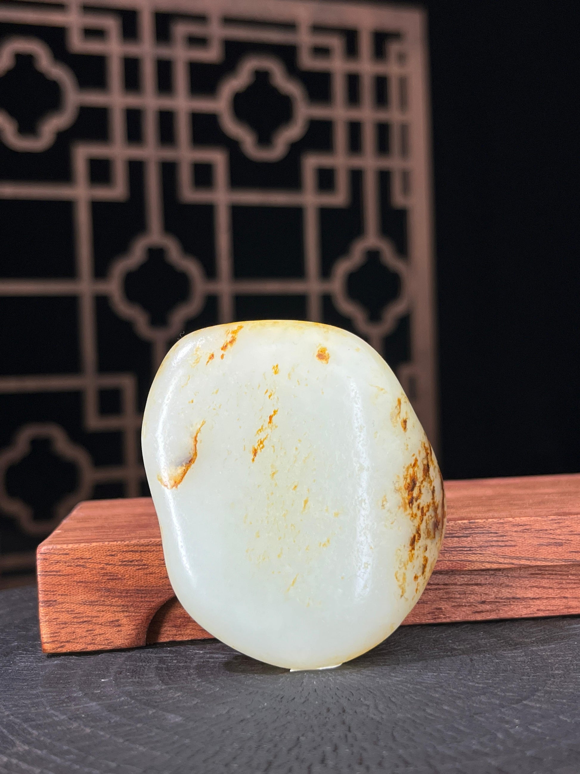 新疆和田玉白玉籽料原石洒金皮挂件1（yc233749）