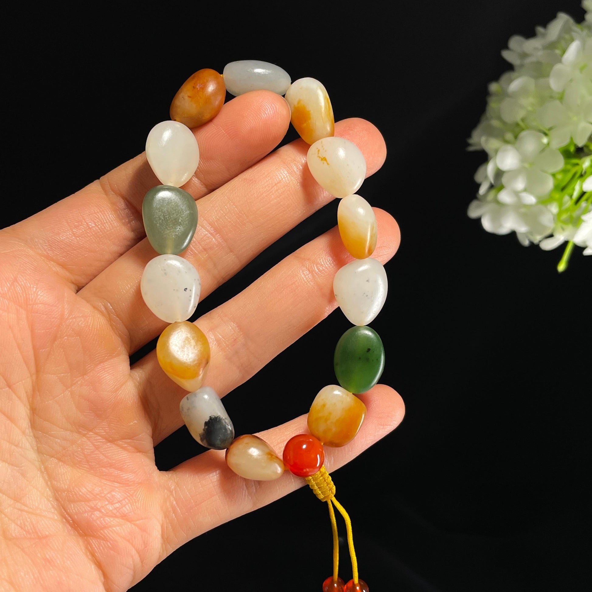 新疆天然和田玉多宝原籽手串（yc355837）