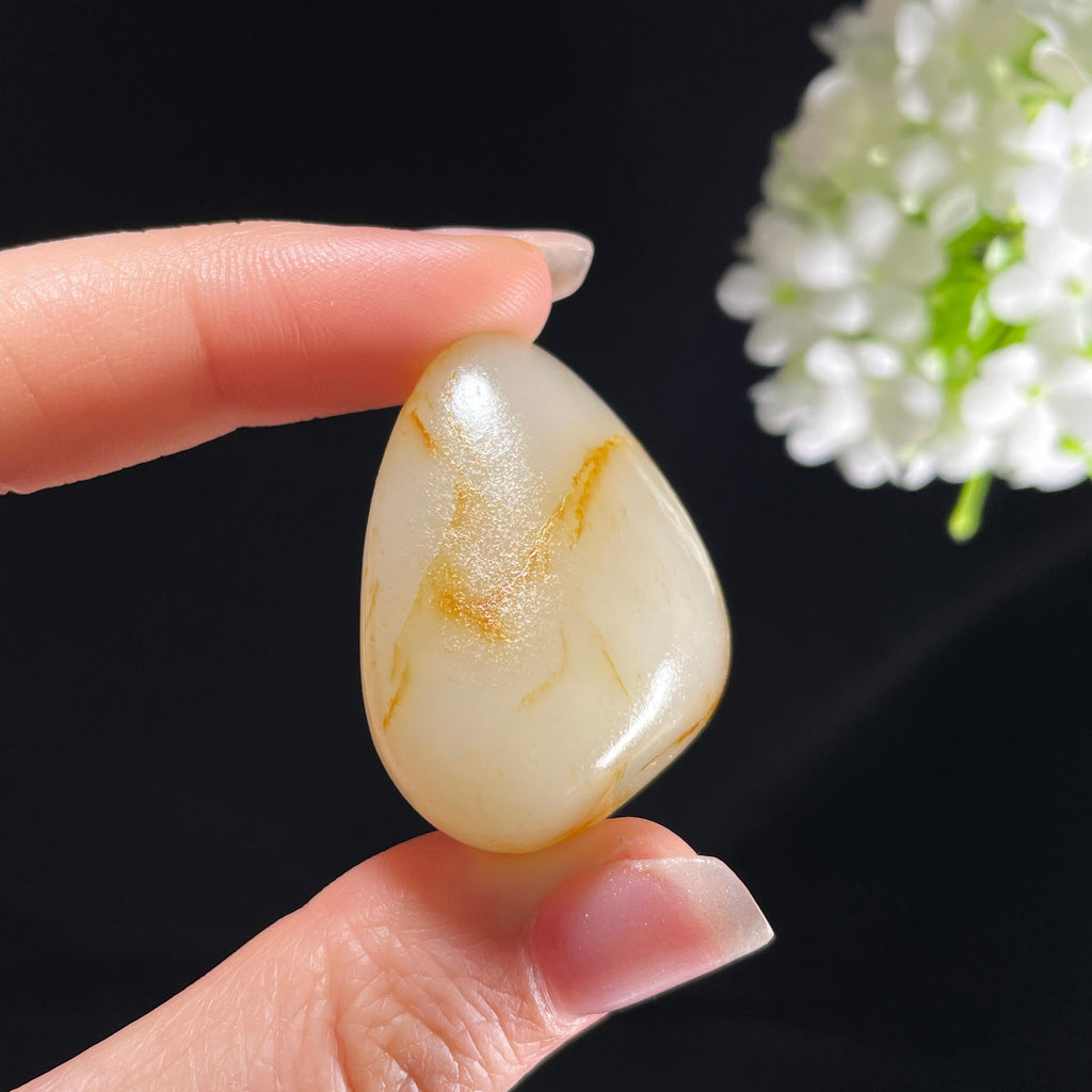 和田玉白玉“金丝萦流”洒金皮籽料（yc394181）