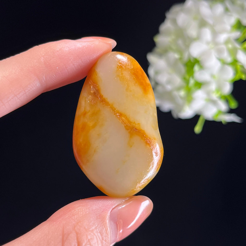 和田玉白玉“秋澜一线”黄皮洒金皮籽料（yc351417）