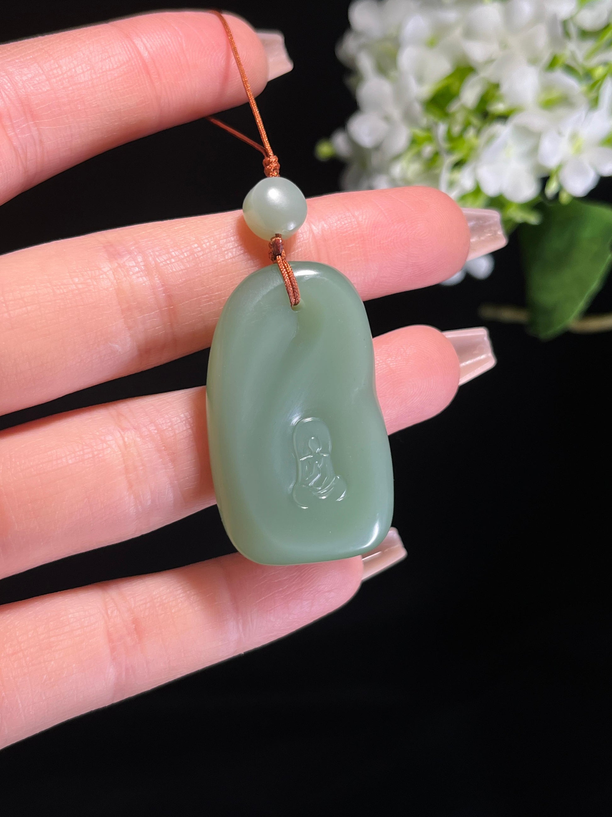 和田玉青玉“青韵如意”挂件（yc261709）