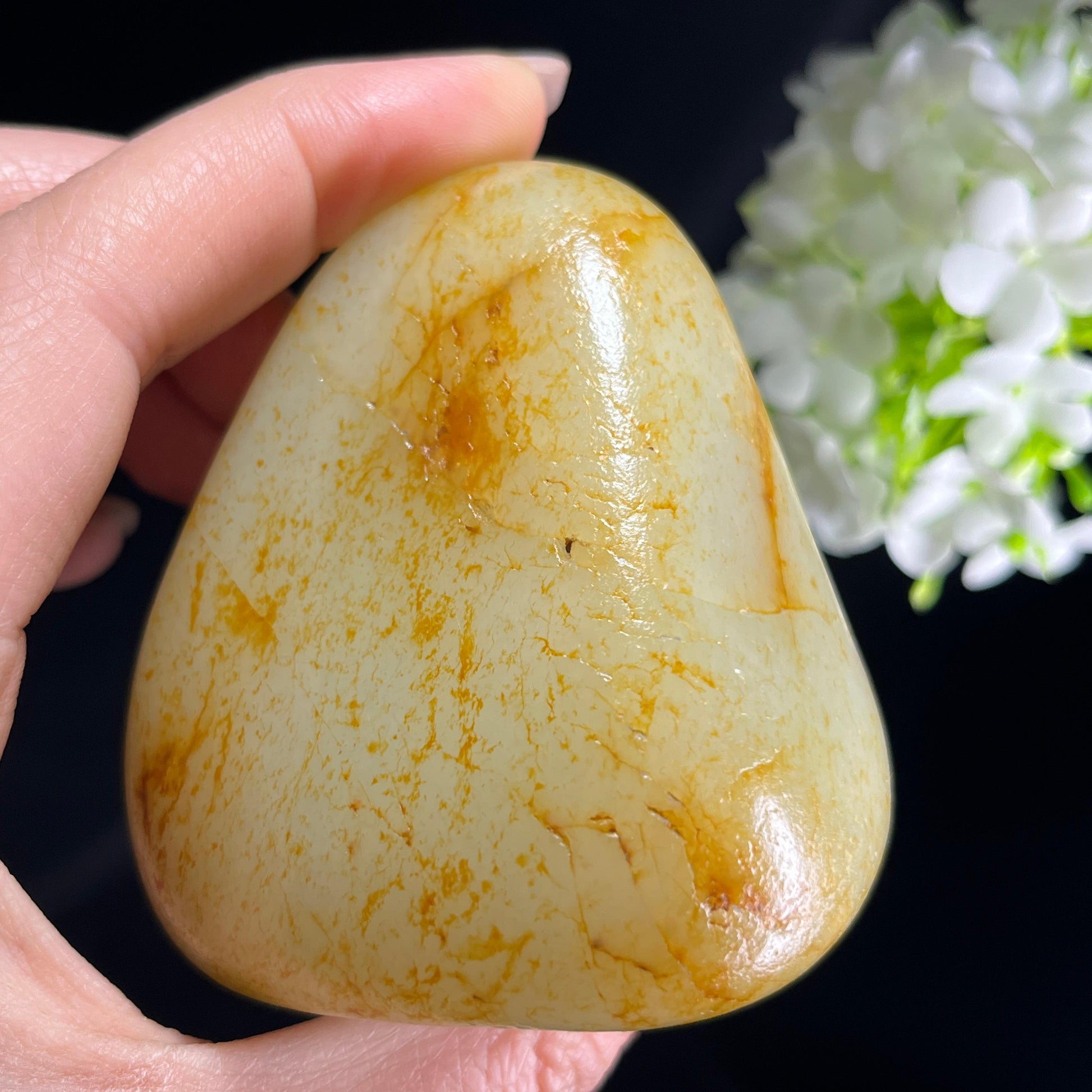 和田玉暖白种“霞落金山”聚红皮通体洒金皮籽料（yc356736）