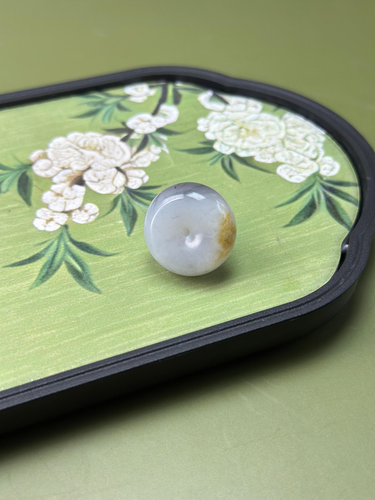 新疆和田玉洒金皮青花籽料平安扣（yc763374）