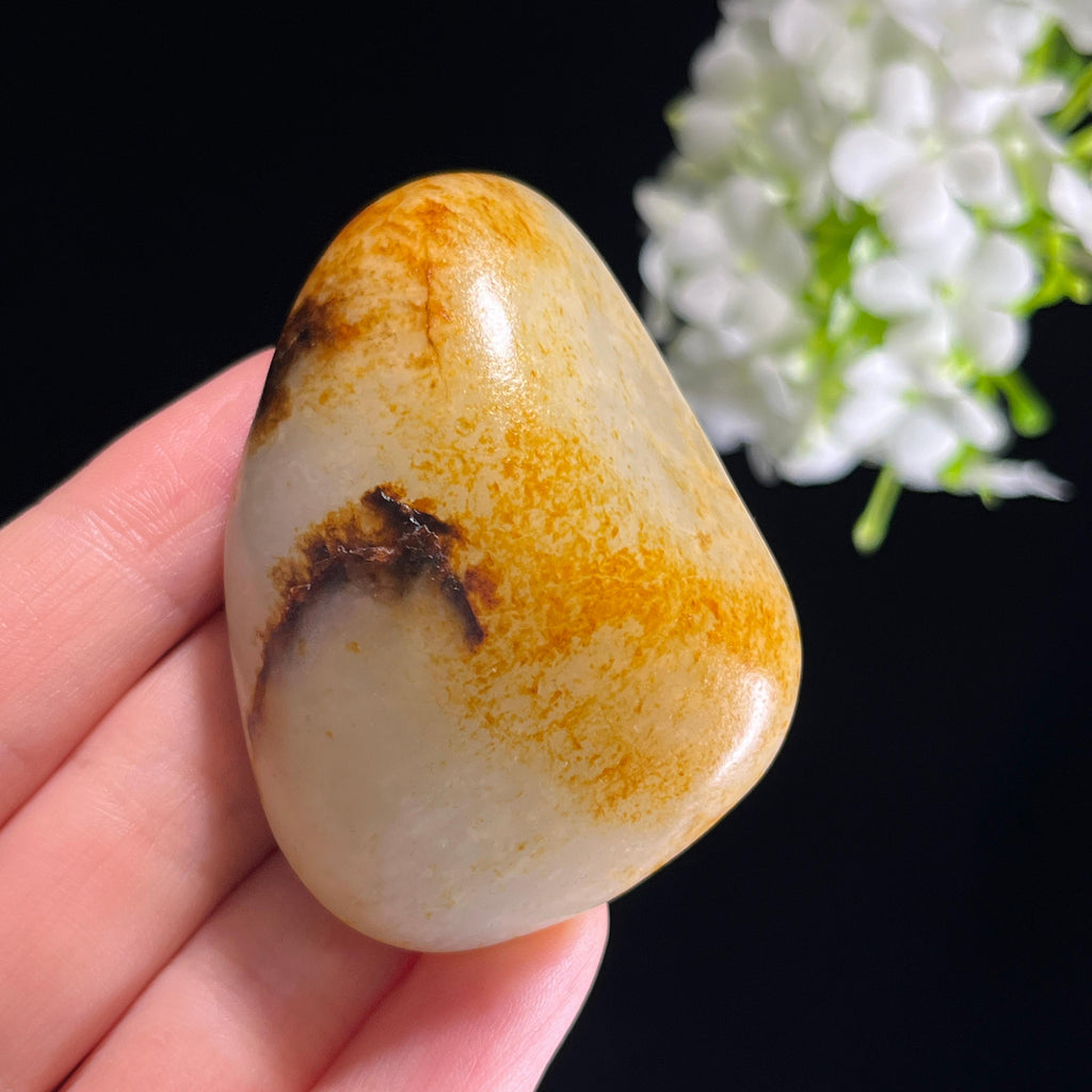 和田玉白玉“水墨秋山”洒金皮洒红皮籽料（yc351295）