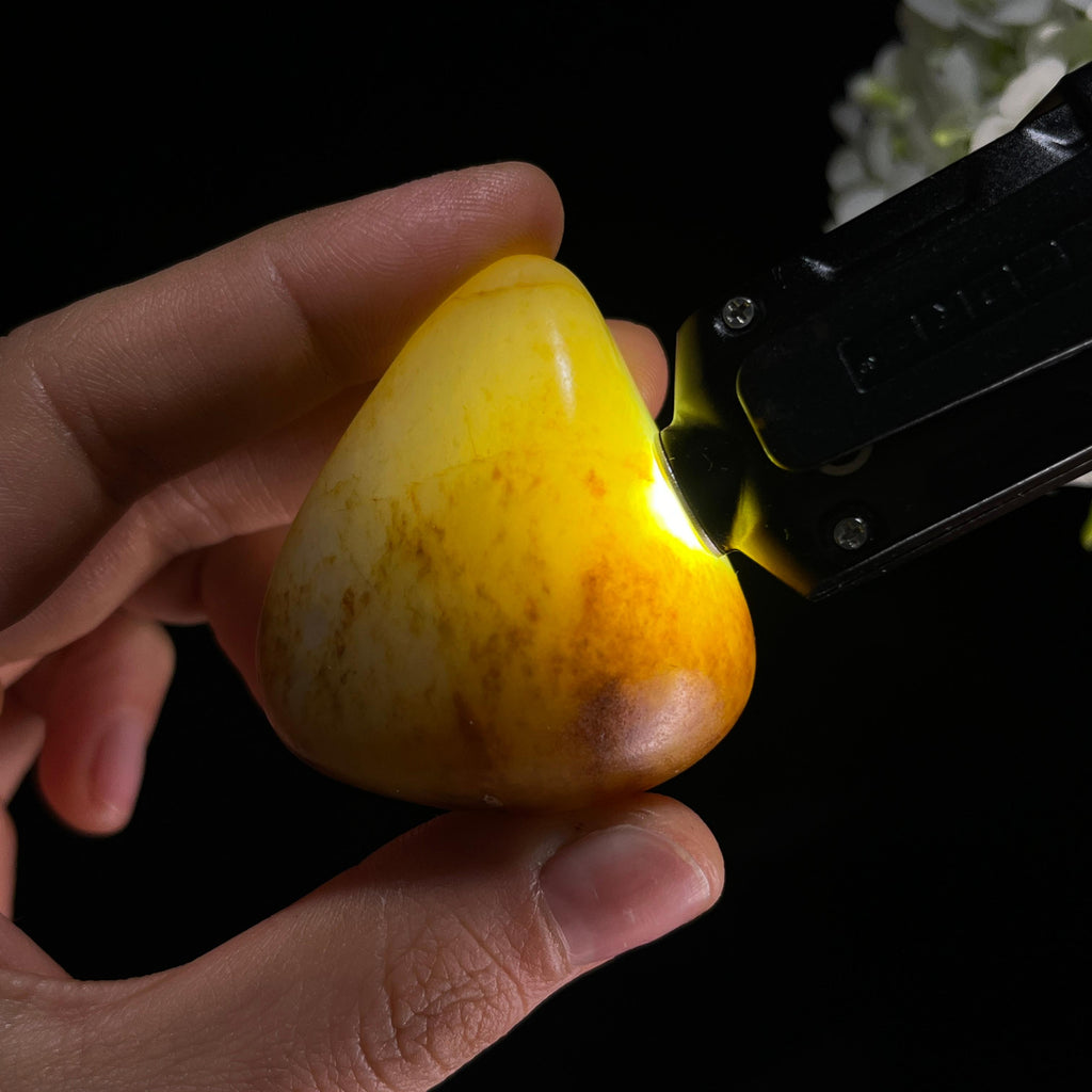 和田玉白玉“云壑流痕”洒金皮秋梨皮籽料（yc350482）