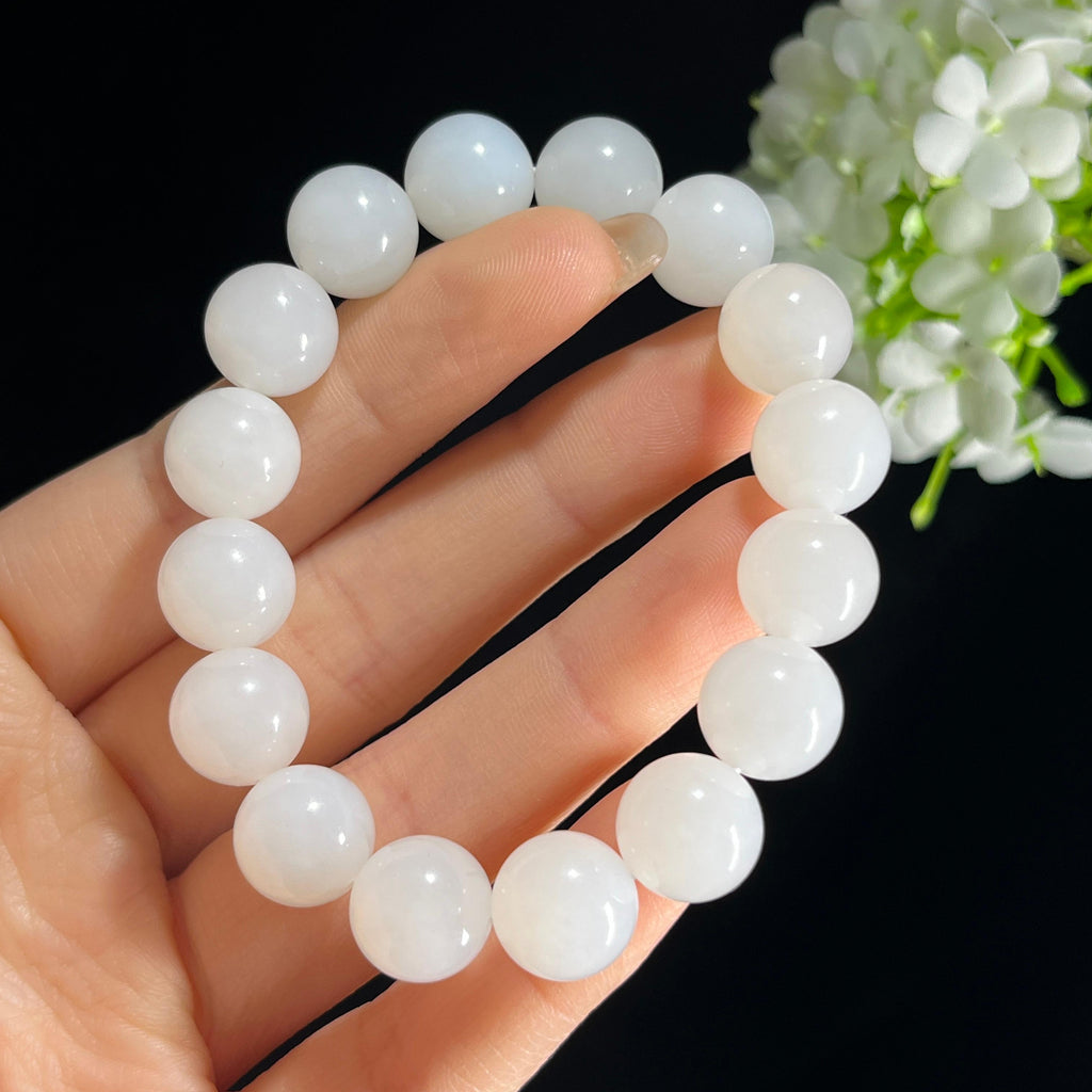 和田玉白玉圆珠手串（16颗）（yc400046）