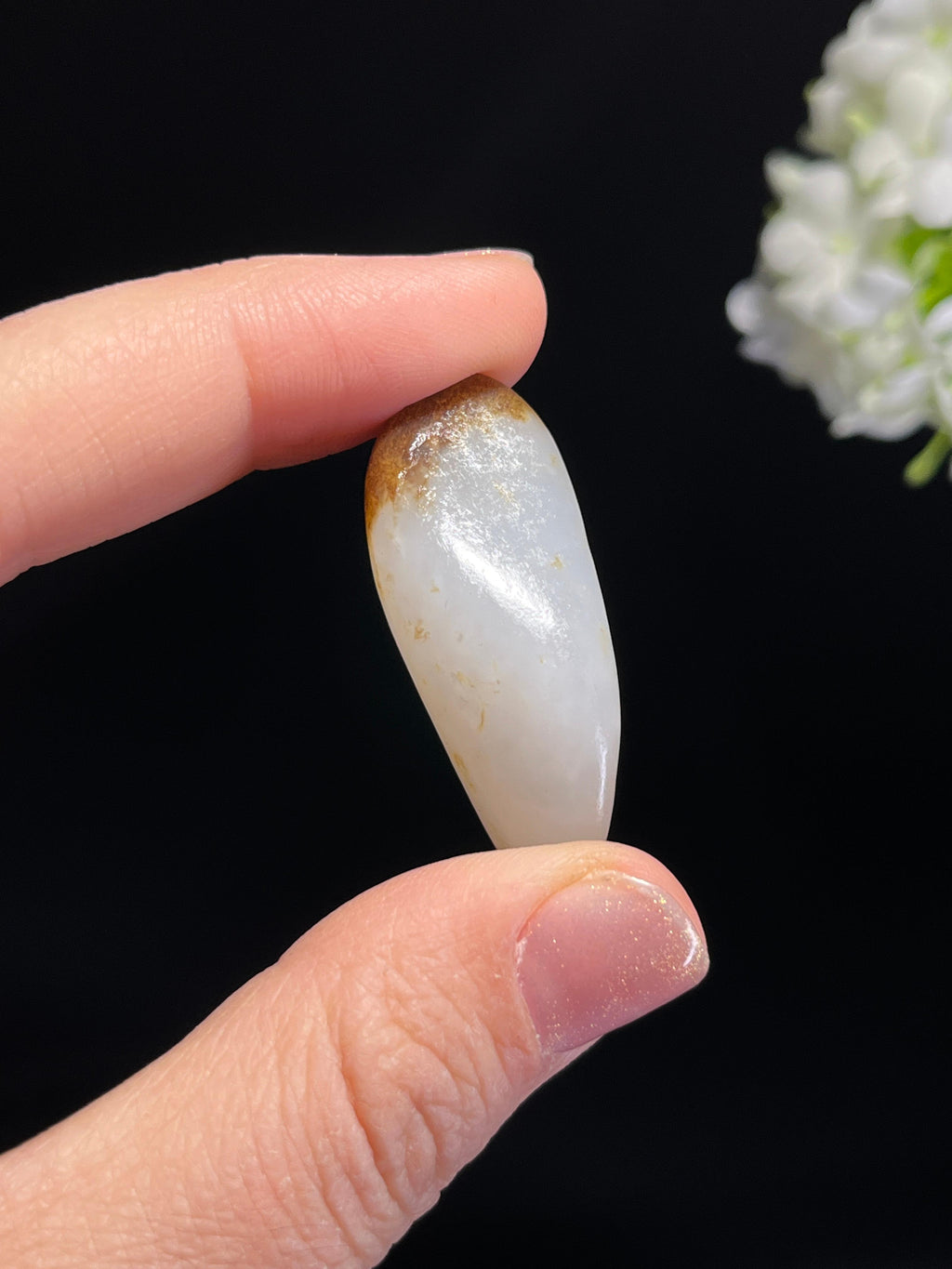 和田一级白玉秋梨皮水滴型“聚宝盆”籽料原石（yc264497）