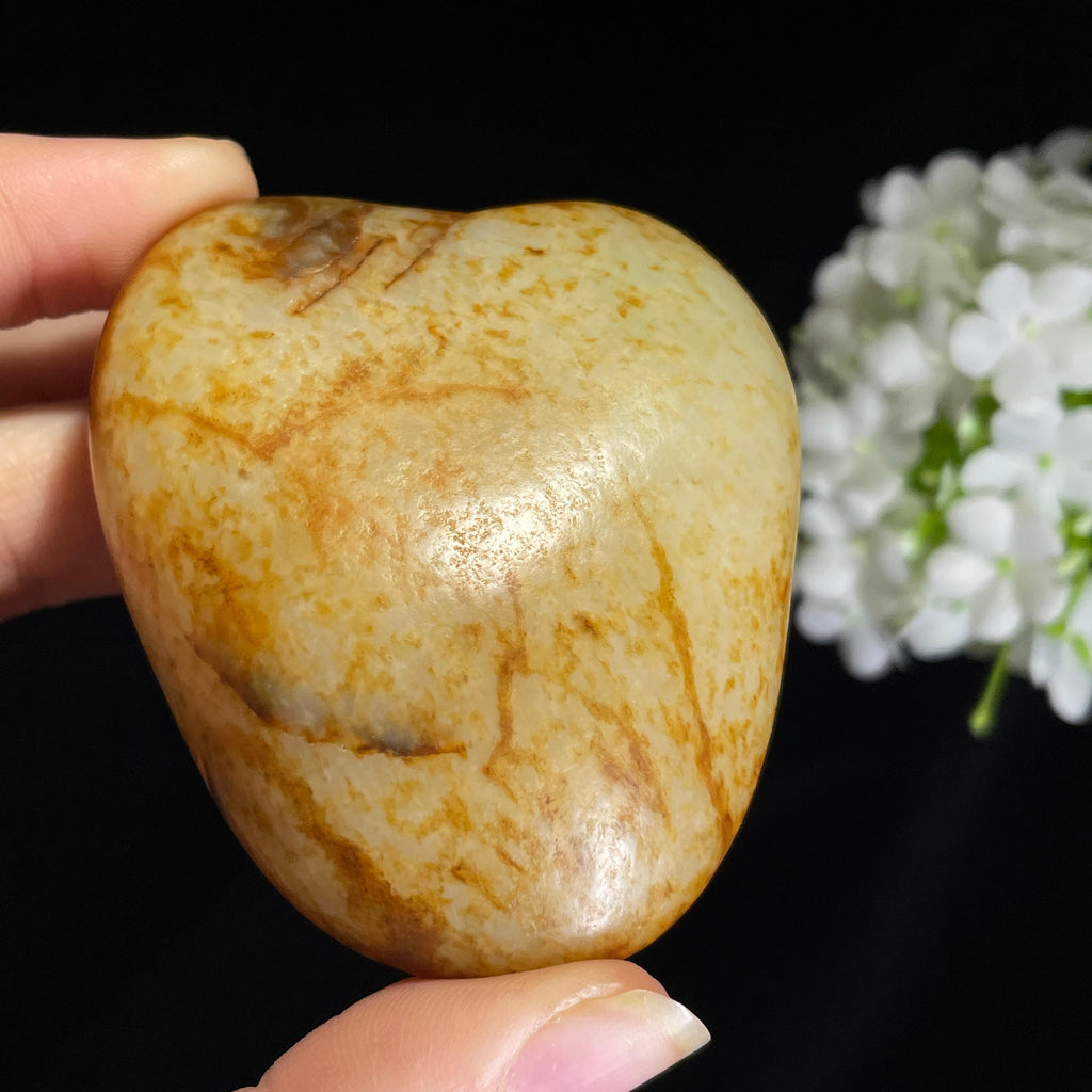 和田玉白玉“金纹秋心”通体洒金皮象形籽料（yc417214）