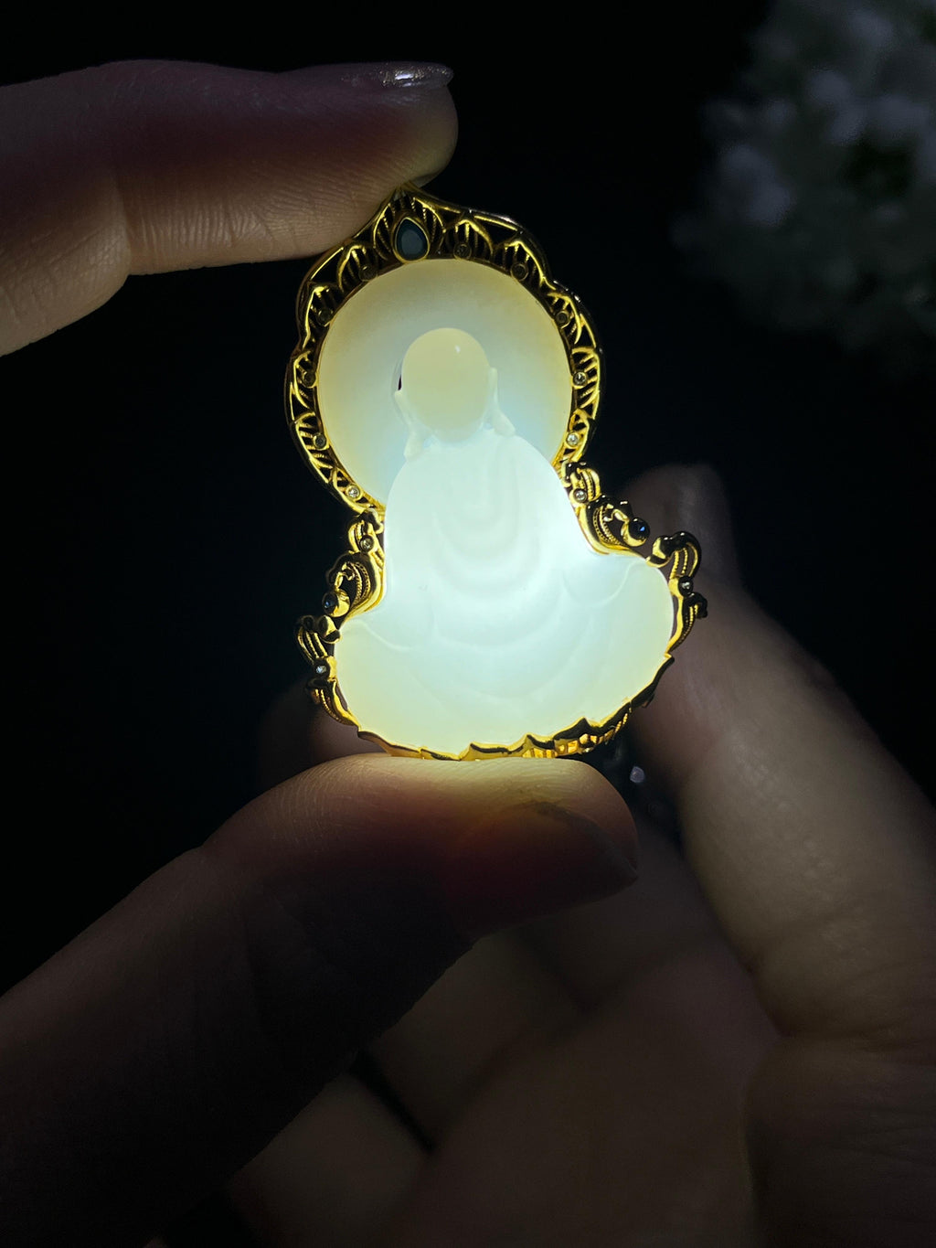 18k金镶和田玉“圣境禅心”挂件3（两件一起卖）（yc267157）