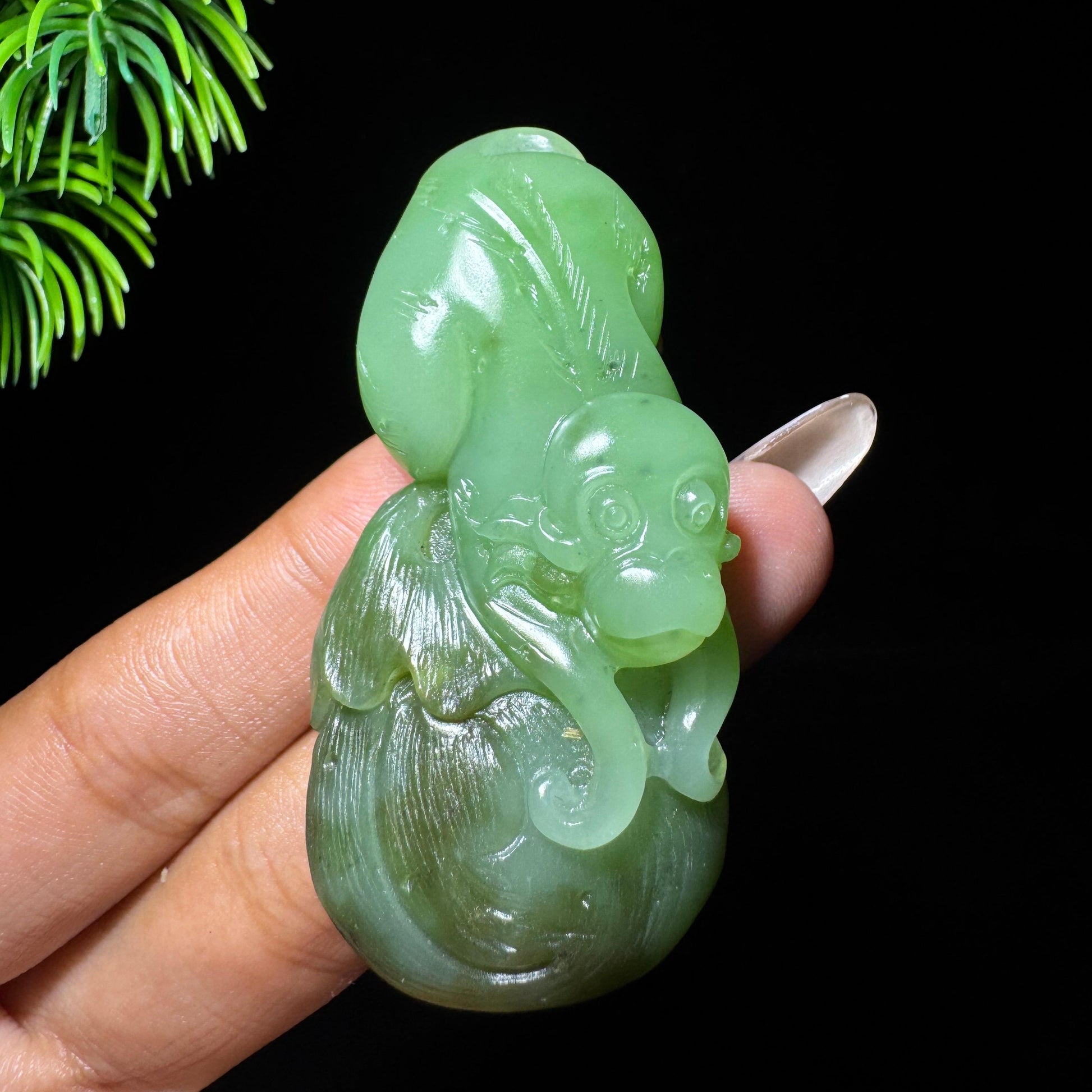 和田玉山料碧玉灵猴（yc707100）