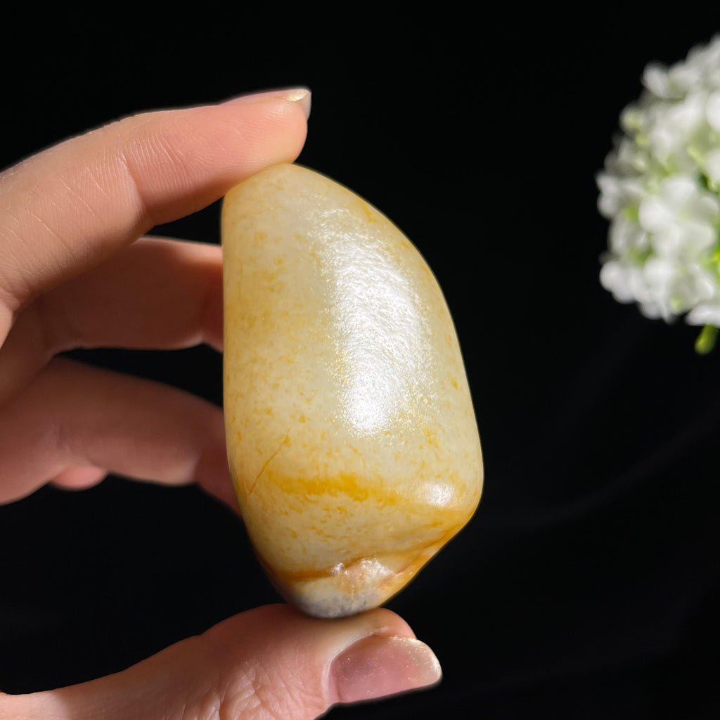 新疆天然和田玉白玉“金珀凝玉”洒金皮籽料原石（yc300260）