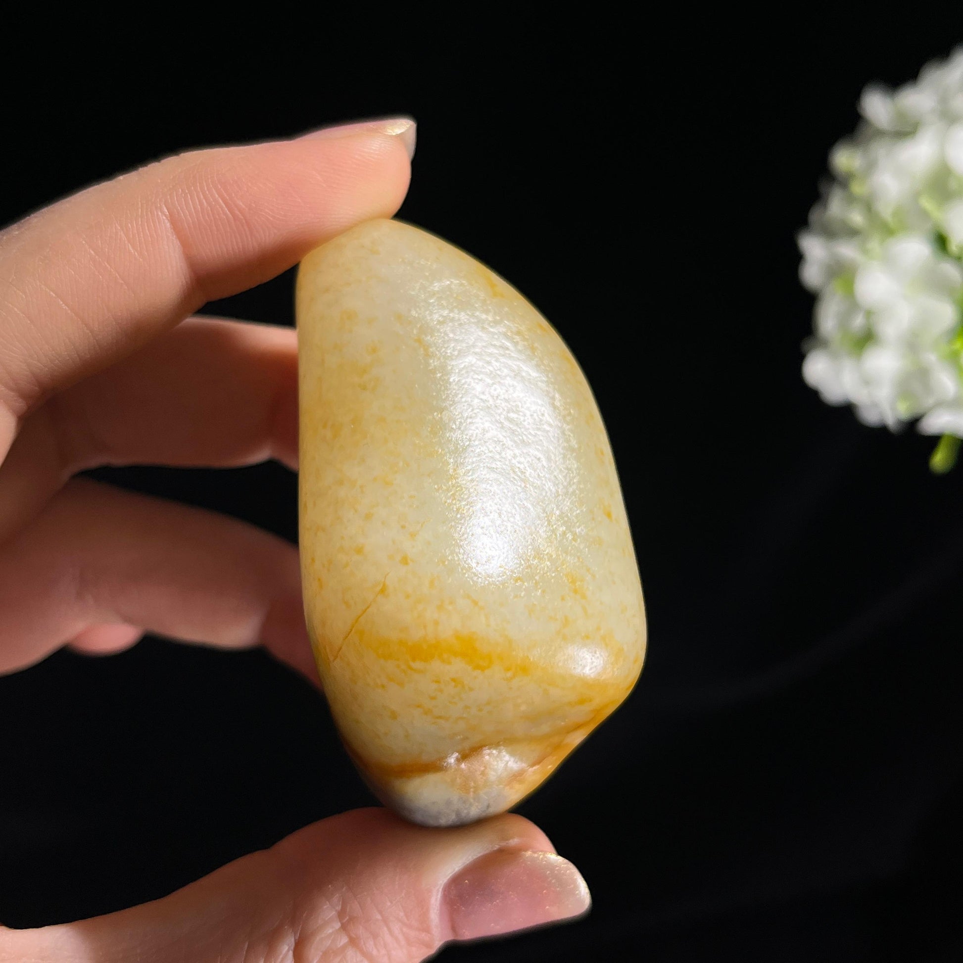 新疆天然和田玉白玉“金珀凝玉”洒金皮籽料原石（yc300260）