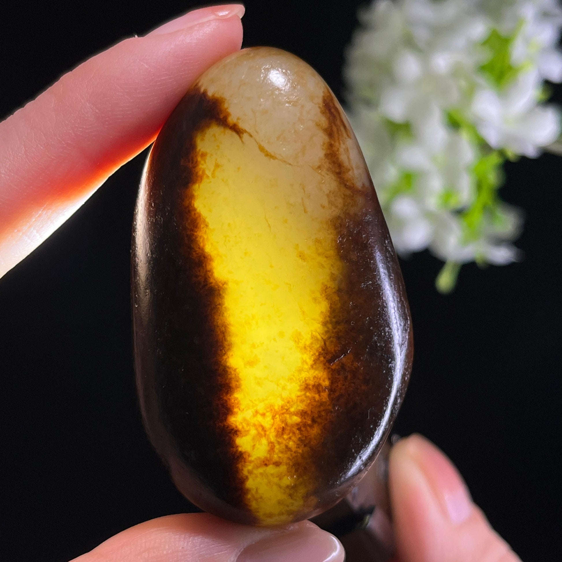 和田玉青白玉“墨山明月”秋梨皮聚黑皮籽料（yc361924）