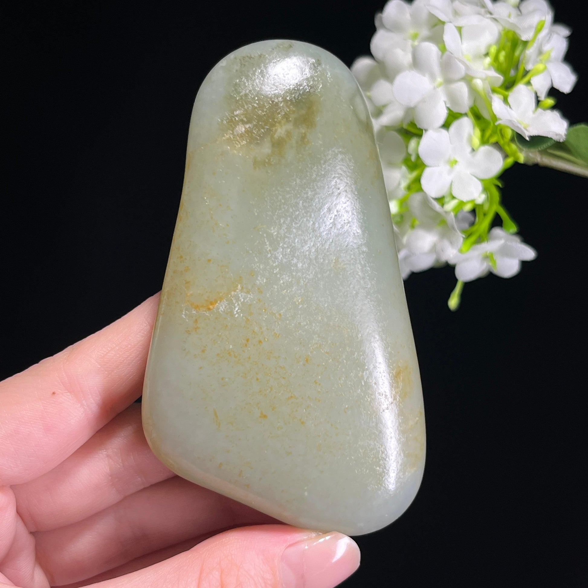 和田玉青白种洒金皮“青岳留金”籽料原石（yc310865）