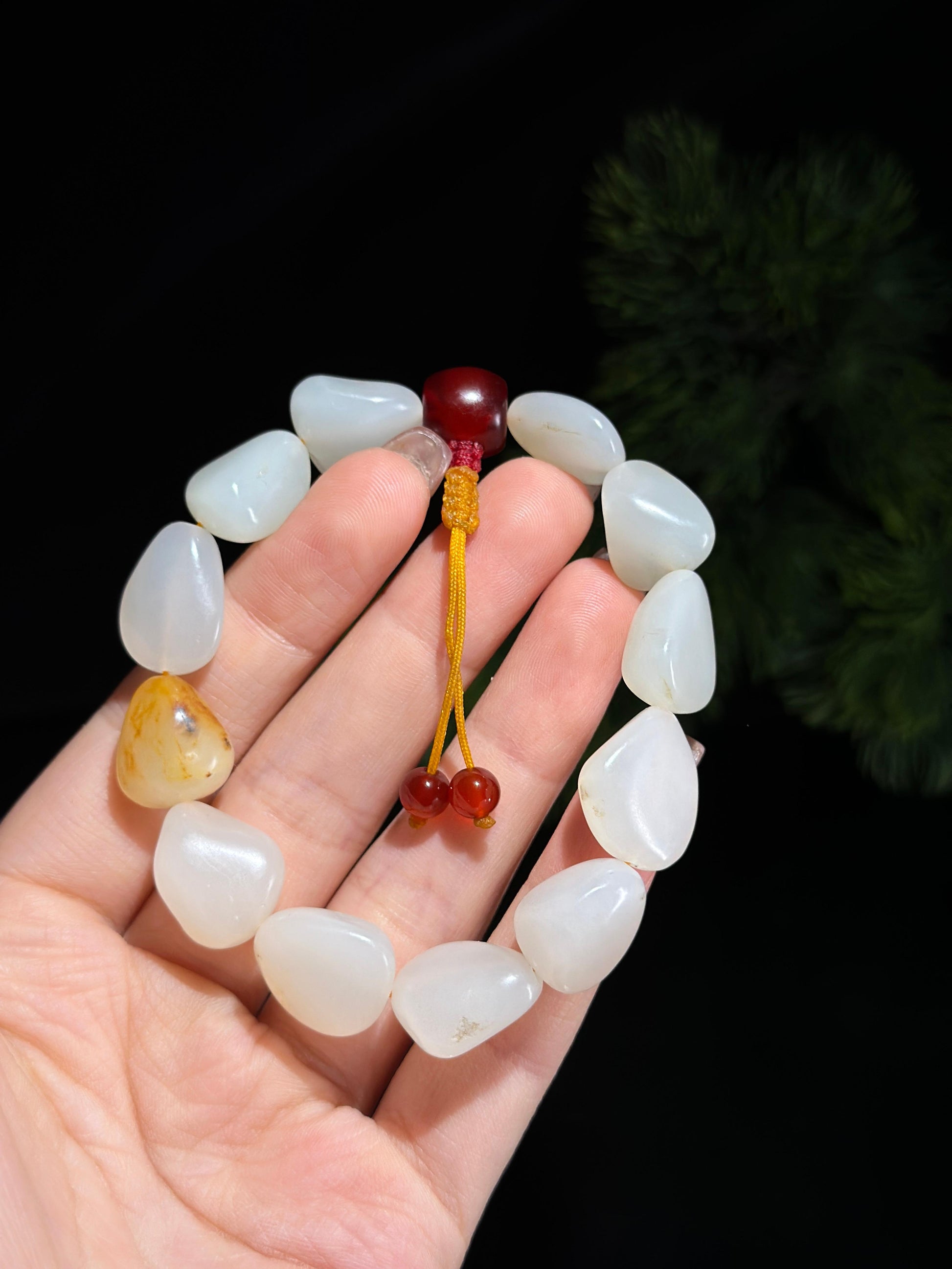 新疆和田玉红皮光白籽精品原籽手串（12颗）（yc524649）