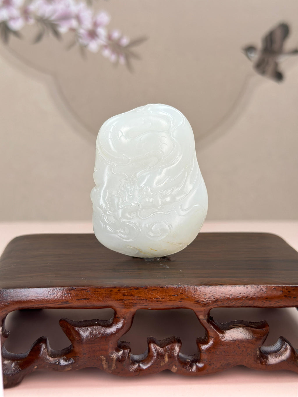 精品新疆和田玉白玉籽料祥龙挂件（yc766579）