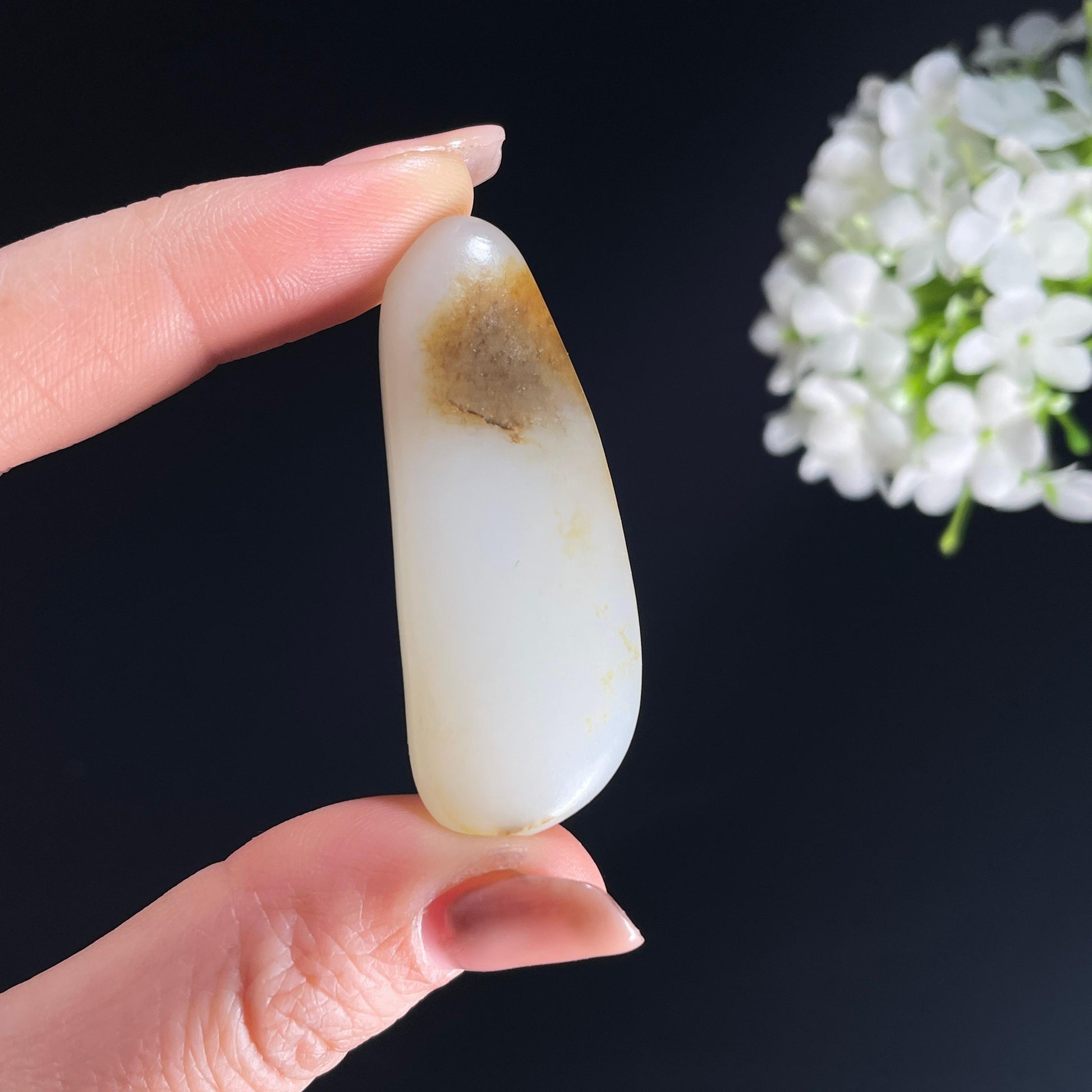 2026.4.9广告流，和田玉白玉“江痕浅黛”秋梨皮籽料（yc386336）