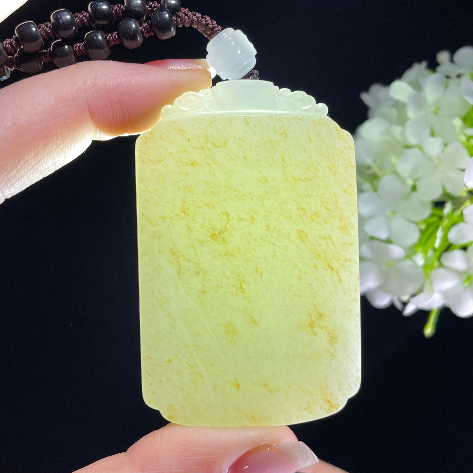 和田玉白玉满洒金皮籽料无事牌（yc393153）