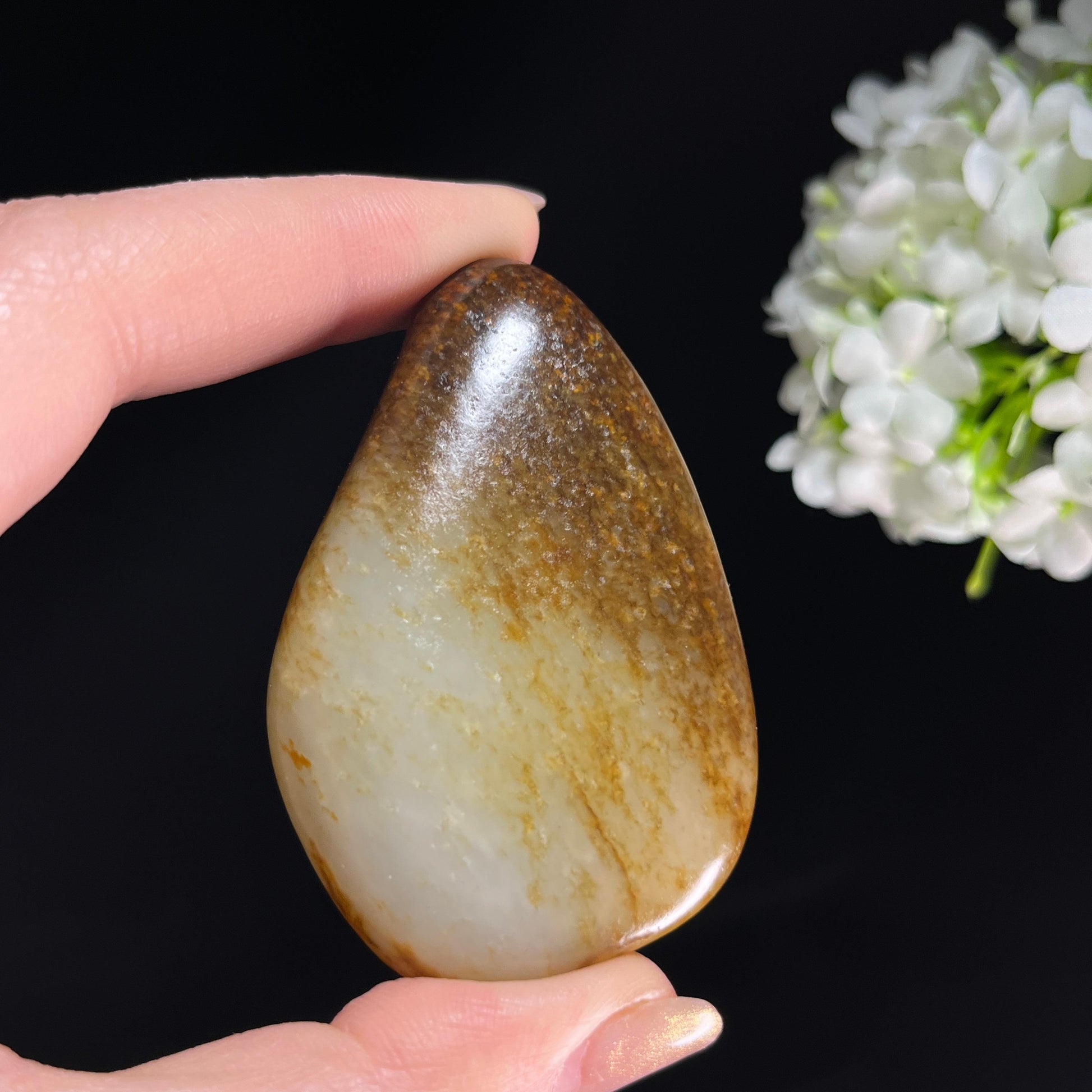 和田玉青白玉“尘痕秋渡”秋梨皮洒金皮籽料（yc350473）