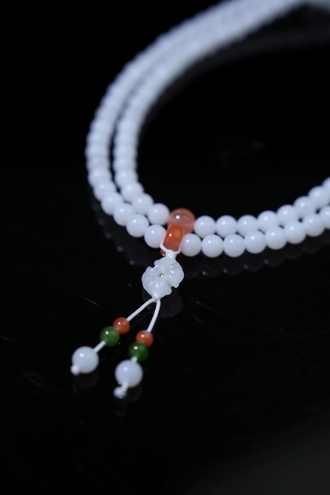 新疆天然和田玉羊脂白玉手持珠串（yc258397）