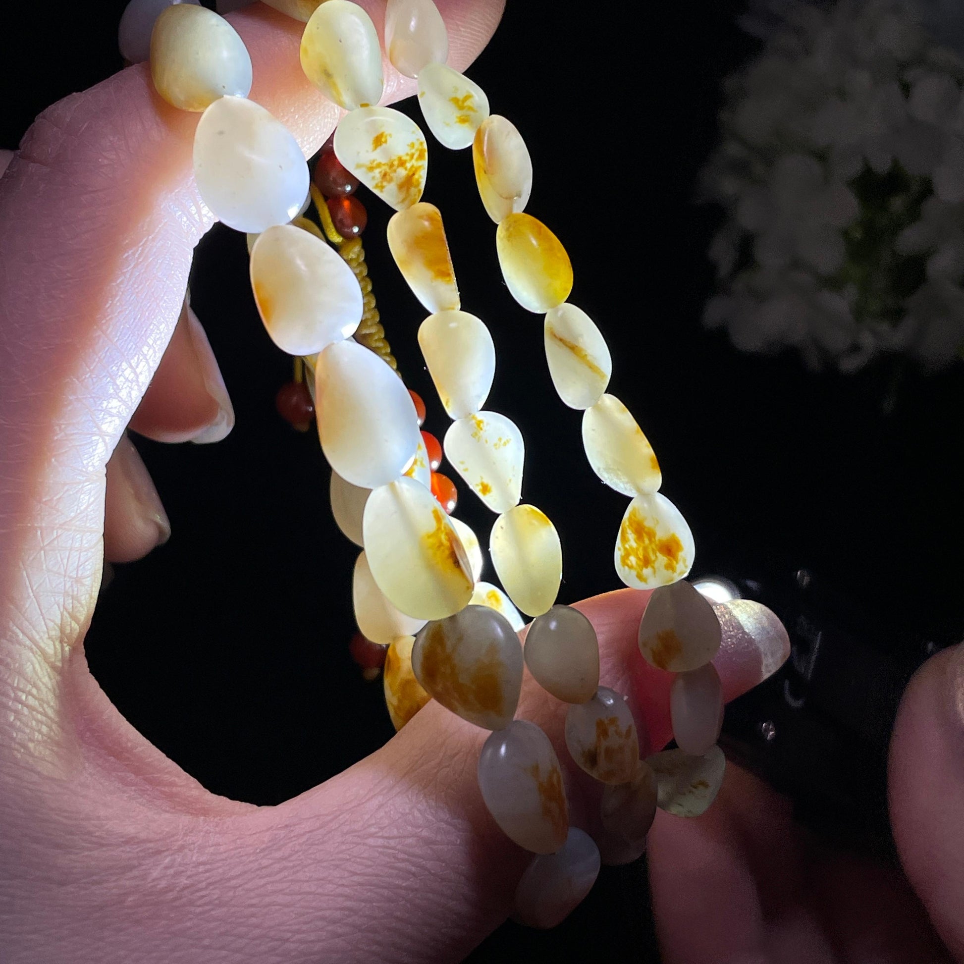 和田玉白玉洒金皮红皮原籽项链（yc355860）