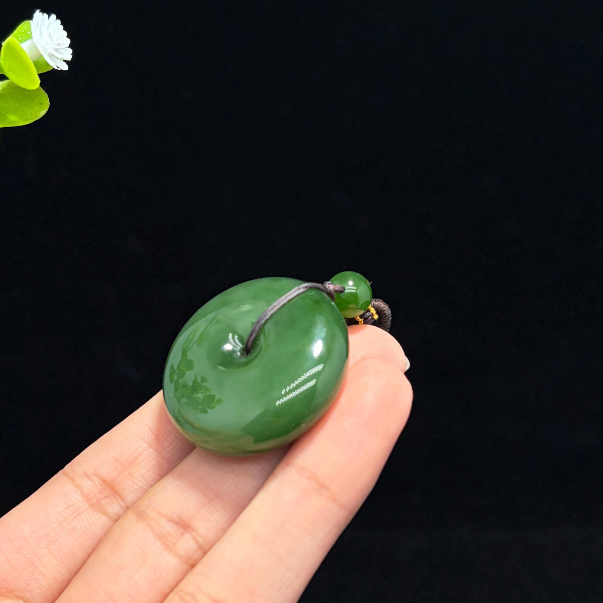 精品和田碧玉菠菜绿平安扣（yc772498）